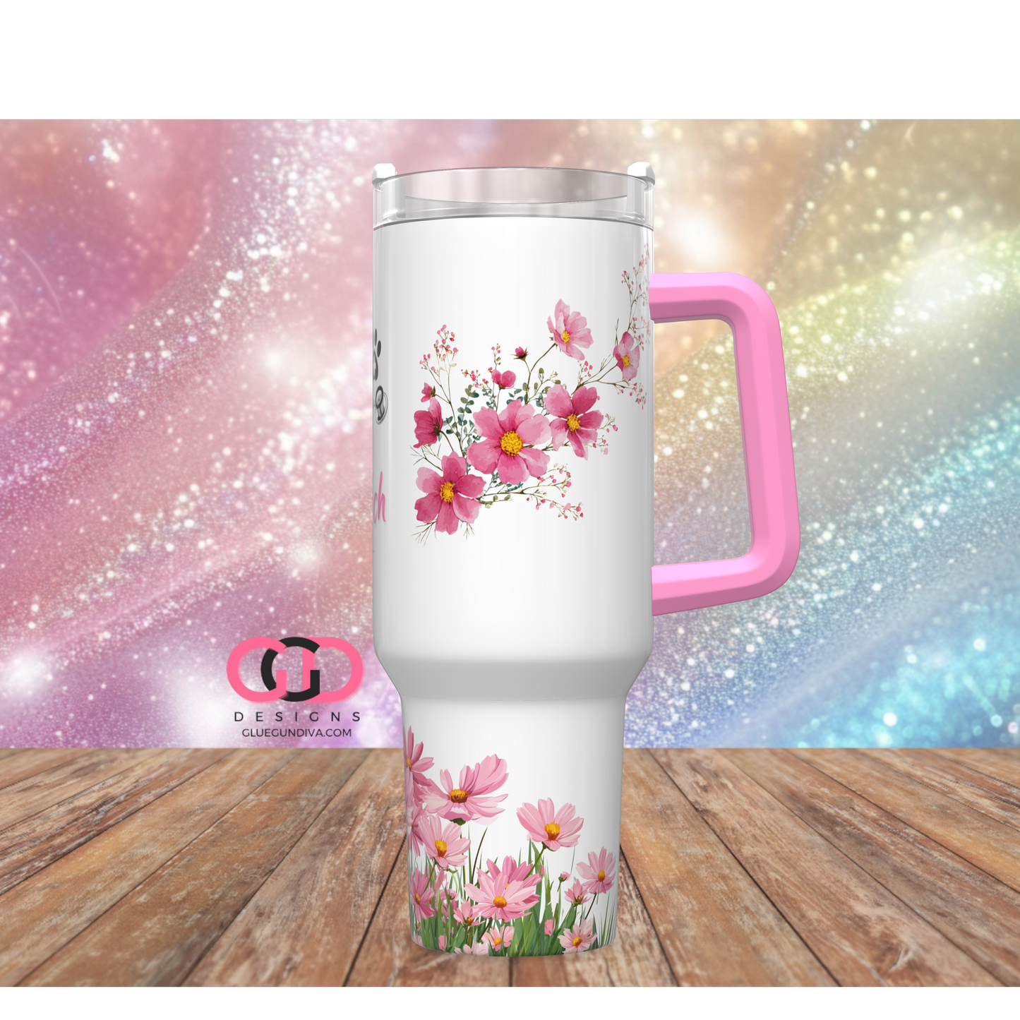 Vet Tech Floral -   Digital tumbler wrap for 40 oz tumbler