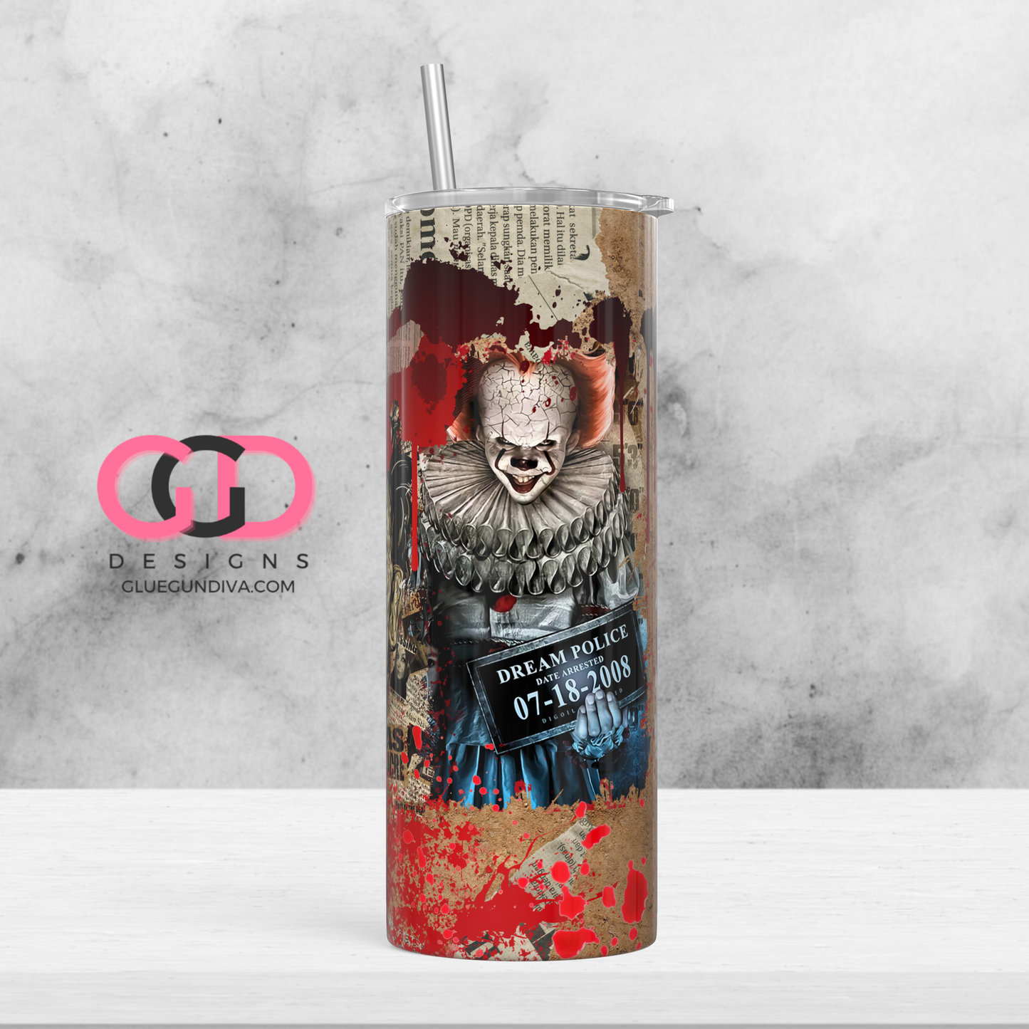 Bloody Halloween News -  Digital tumbler wrap for 20 oz skinny straight tumbler