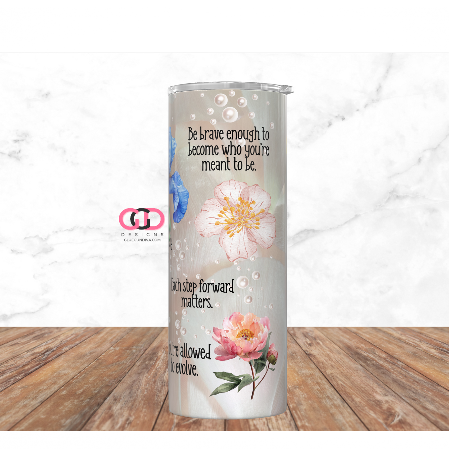Change Affirmations Floral -   Digital tumbler wrap for 20 oz skinny straight tumbler