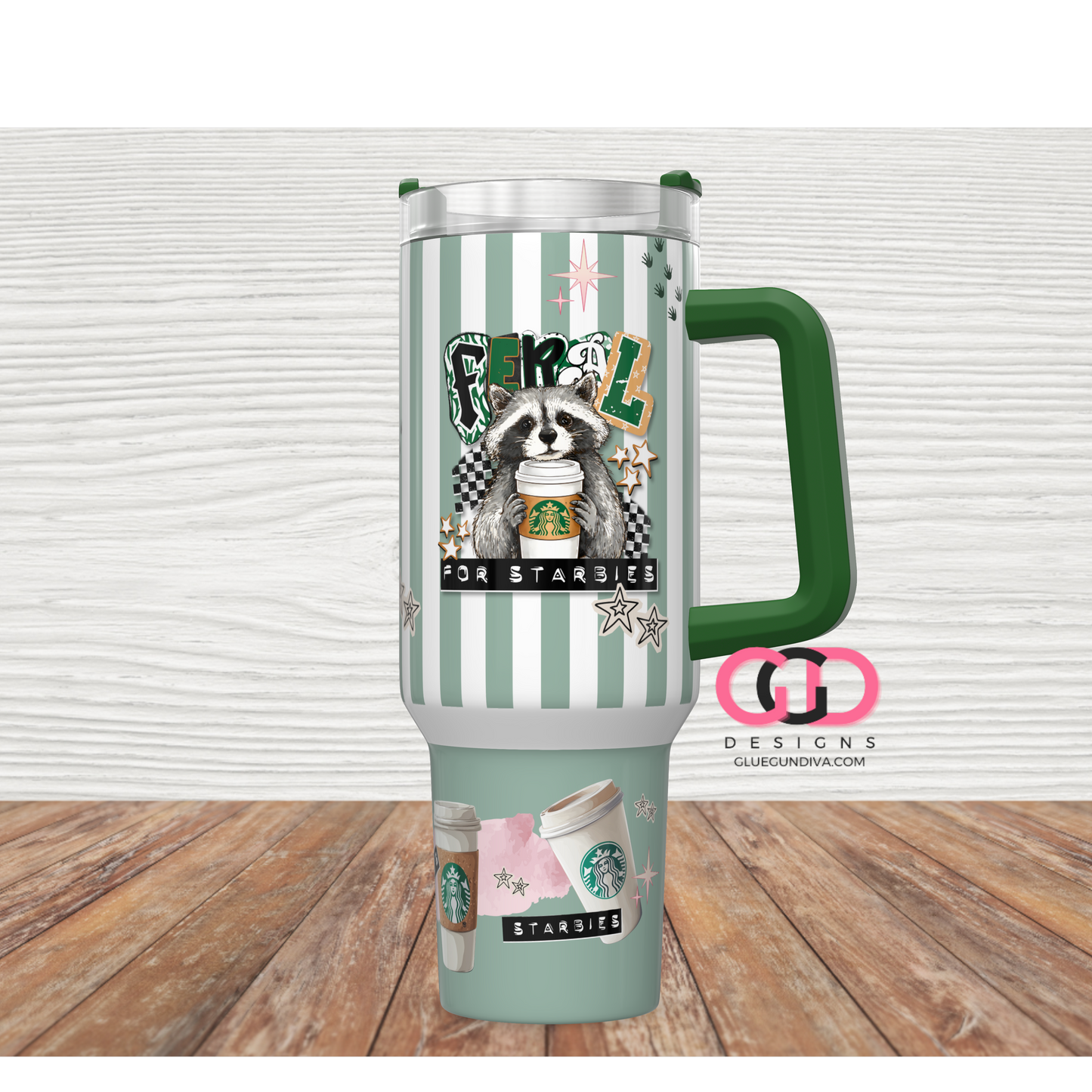 Feral for Starbies-   Digital tumbler wrap for 40 oz tumbler