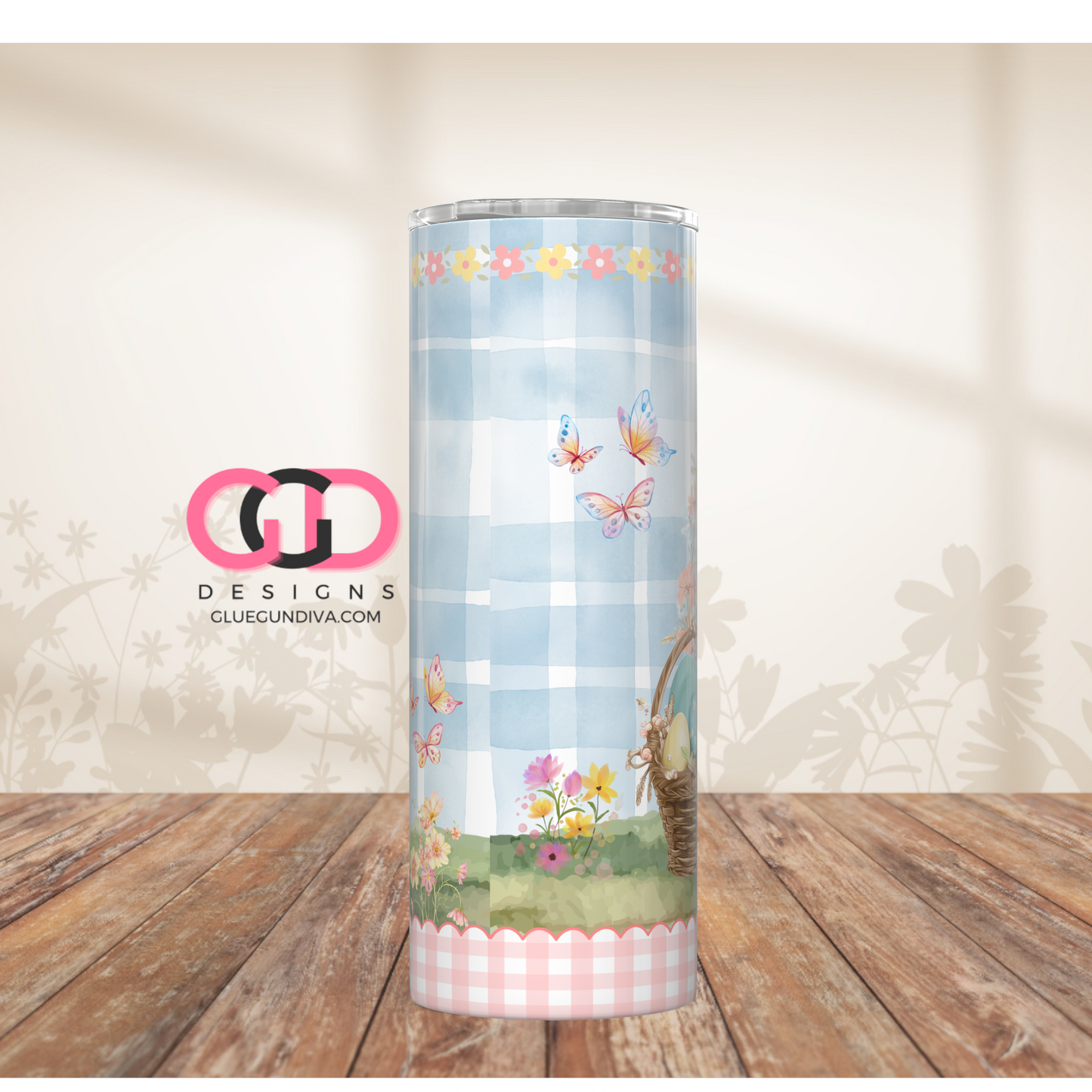 French Bulldog Easter Puppy 1 -  Digital tumbler wrap for 20 oz skinny straight tumbler