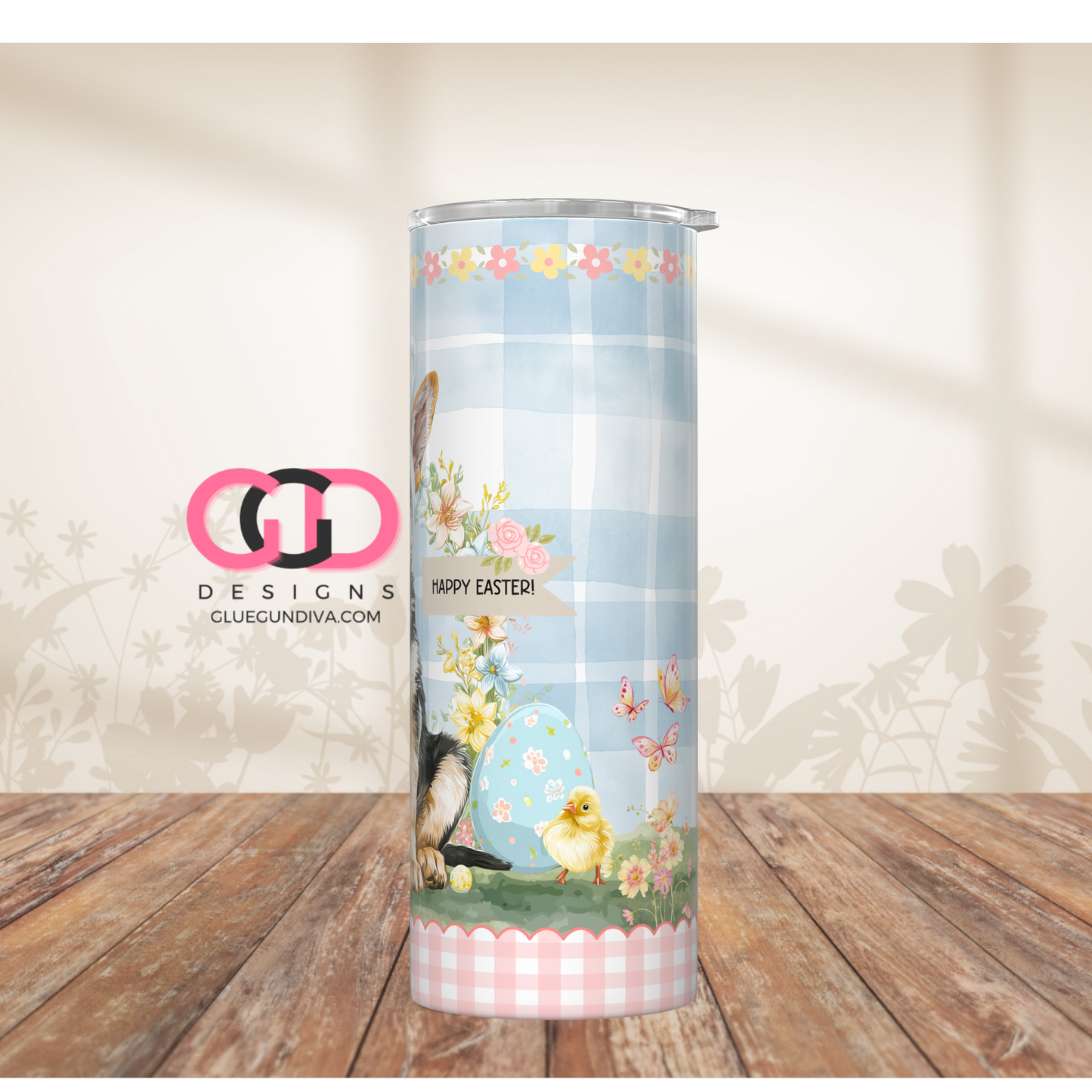 German Shepherd Easter Puppy  -  Digital tumbler wrap for 20 oz skinny straight tumbler