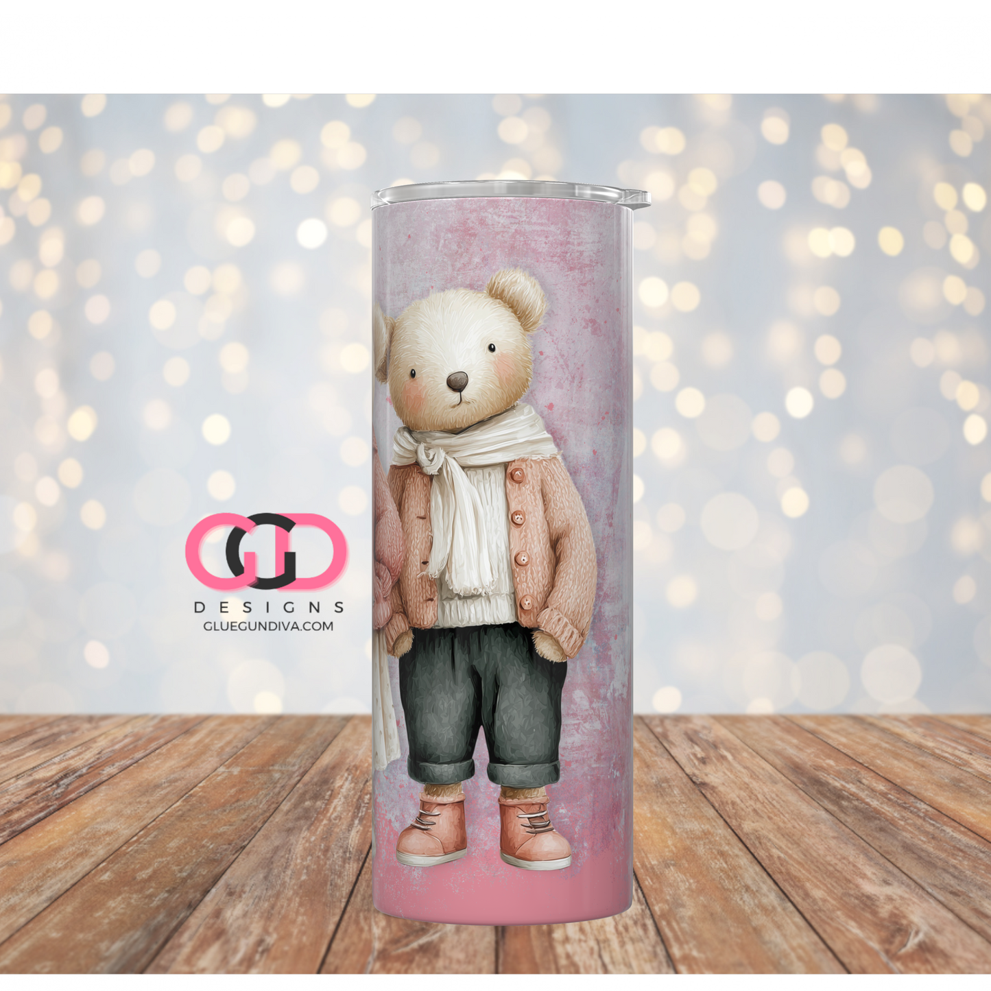 3 Standing Female Bears -  Digital tumbler wrap for 20 oz skinny straight tumbler