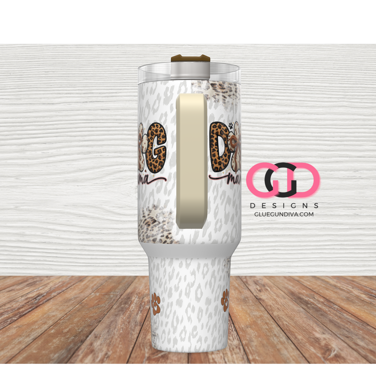 Dog Mama with Leopard -   Digital tumbler wrap for 40 oz tumbler