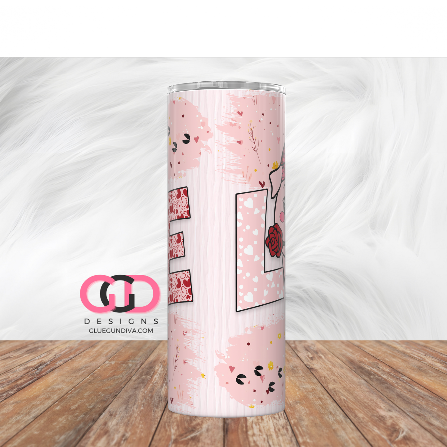 Piggy Love - Digital tumbler wrap for 20 oz skinny straight tumbler