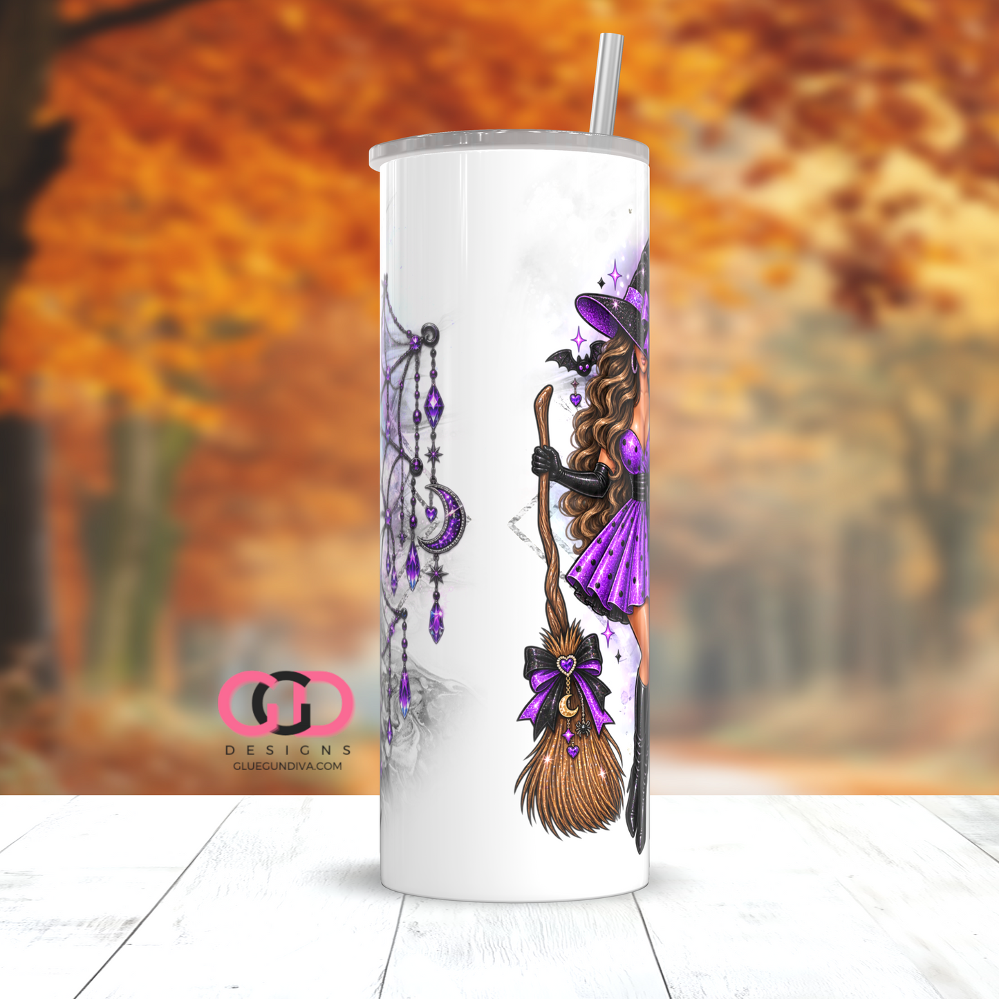 Not Today Mortals Brown Hair -  Digital tumbler wrap for 20 oz skinny straight tumbler