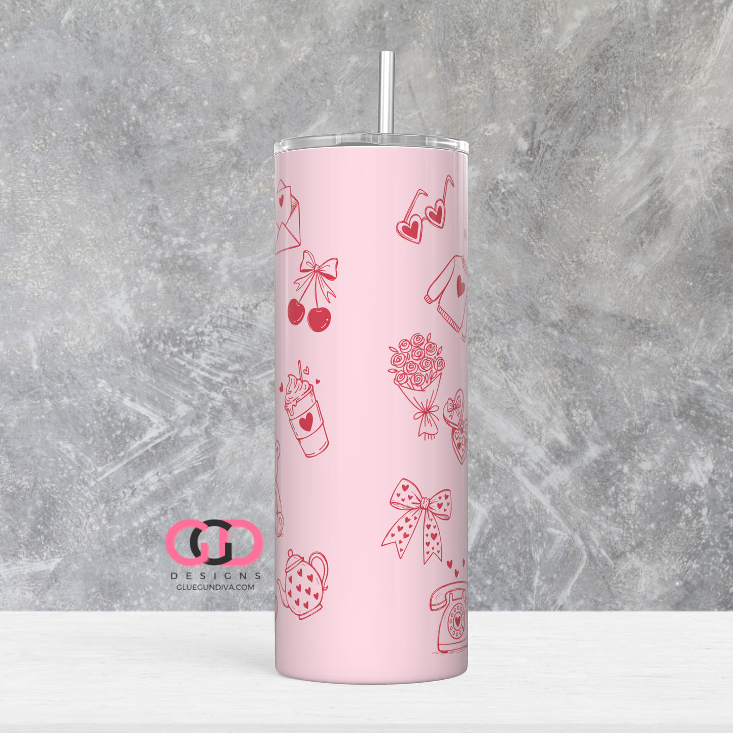 Valentine Icons -   Digital tumbler wrap for 20 oz skinny straight tumbler