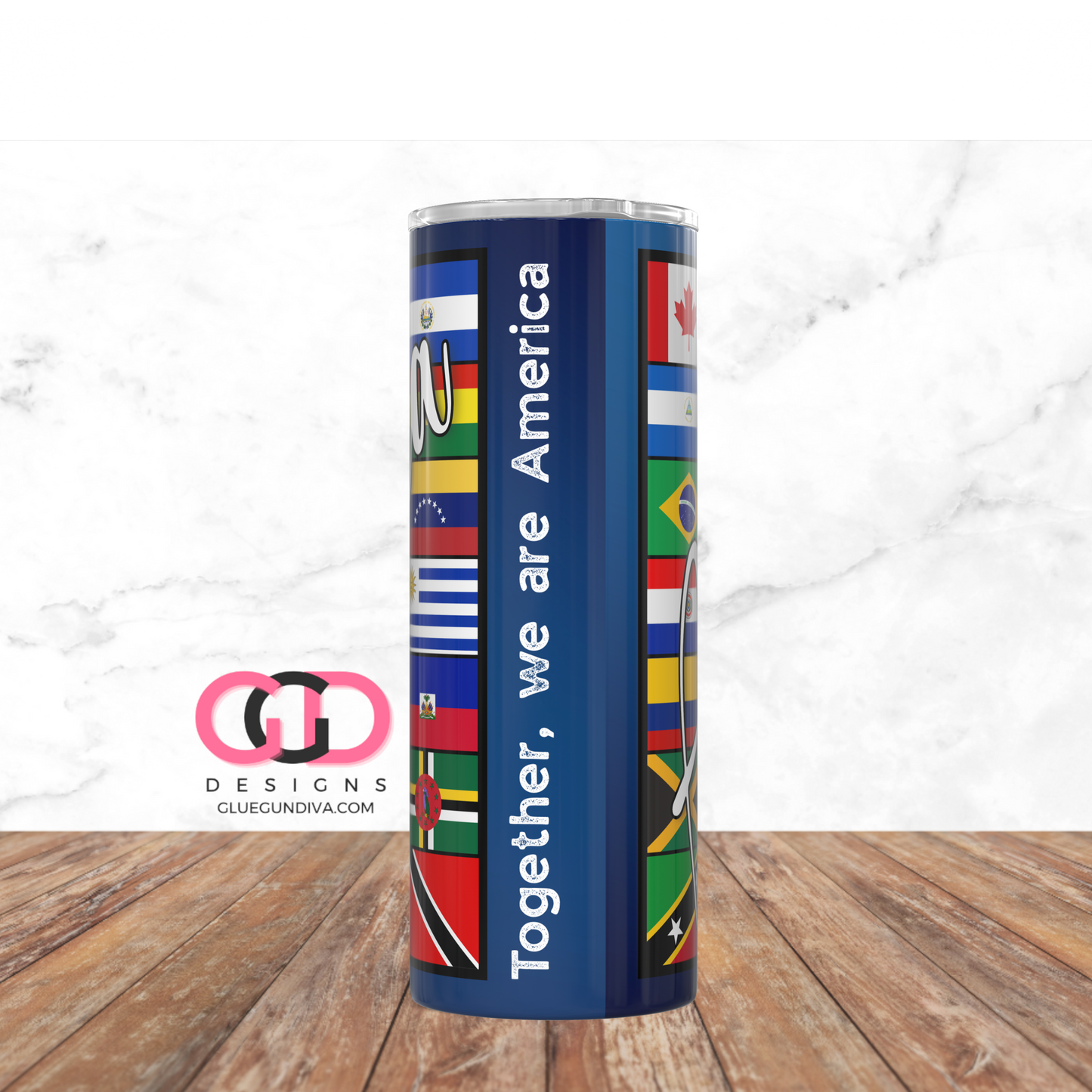 Together we are America -   Digital tumbler wrap for 20 oz skinny straight tumbler