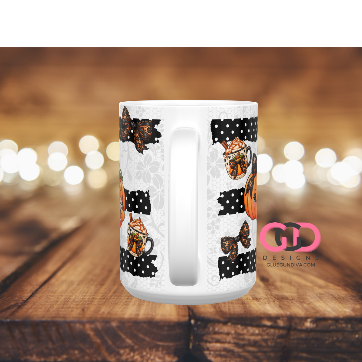 Lacy Pumpkin Latte - Digital mug wrap for 11 and 15 oz