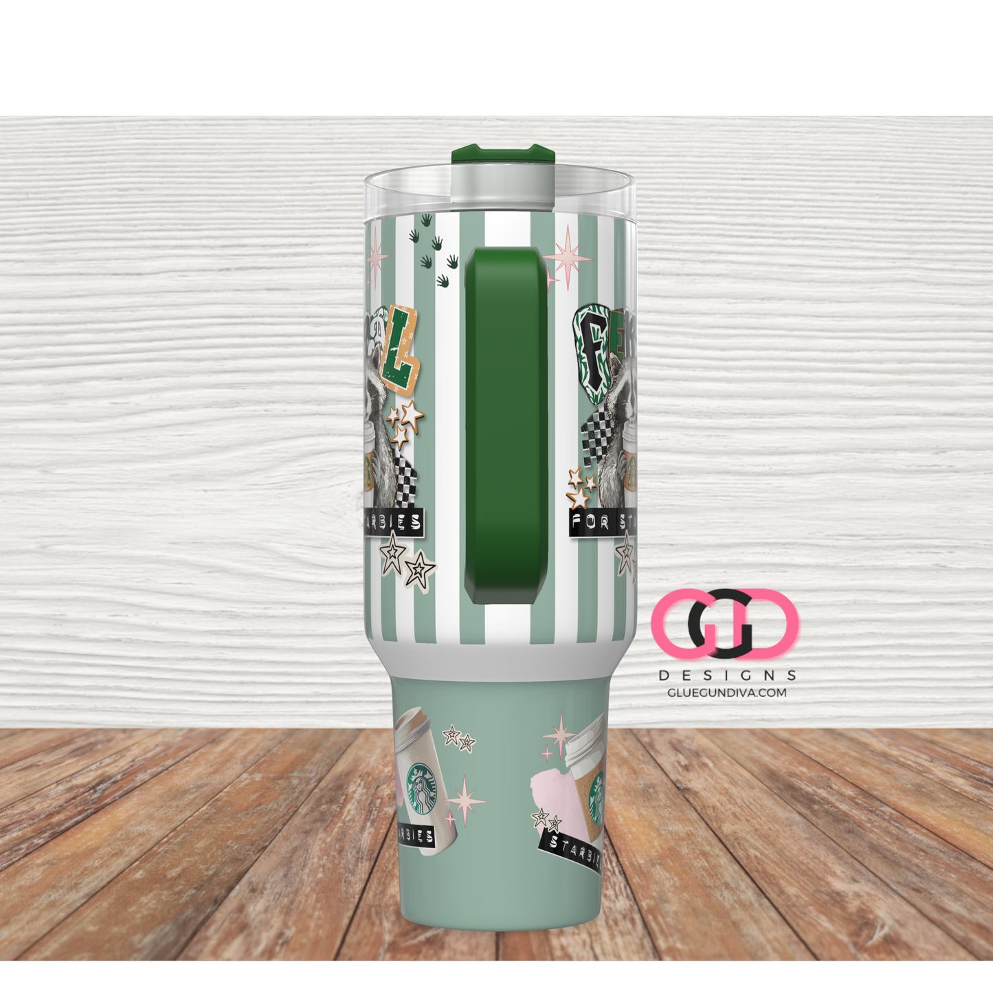 Feral for Starbies-   Digital tumbler wrap for 40 oz tumbler