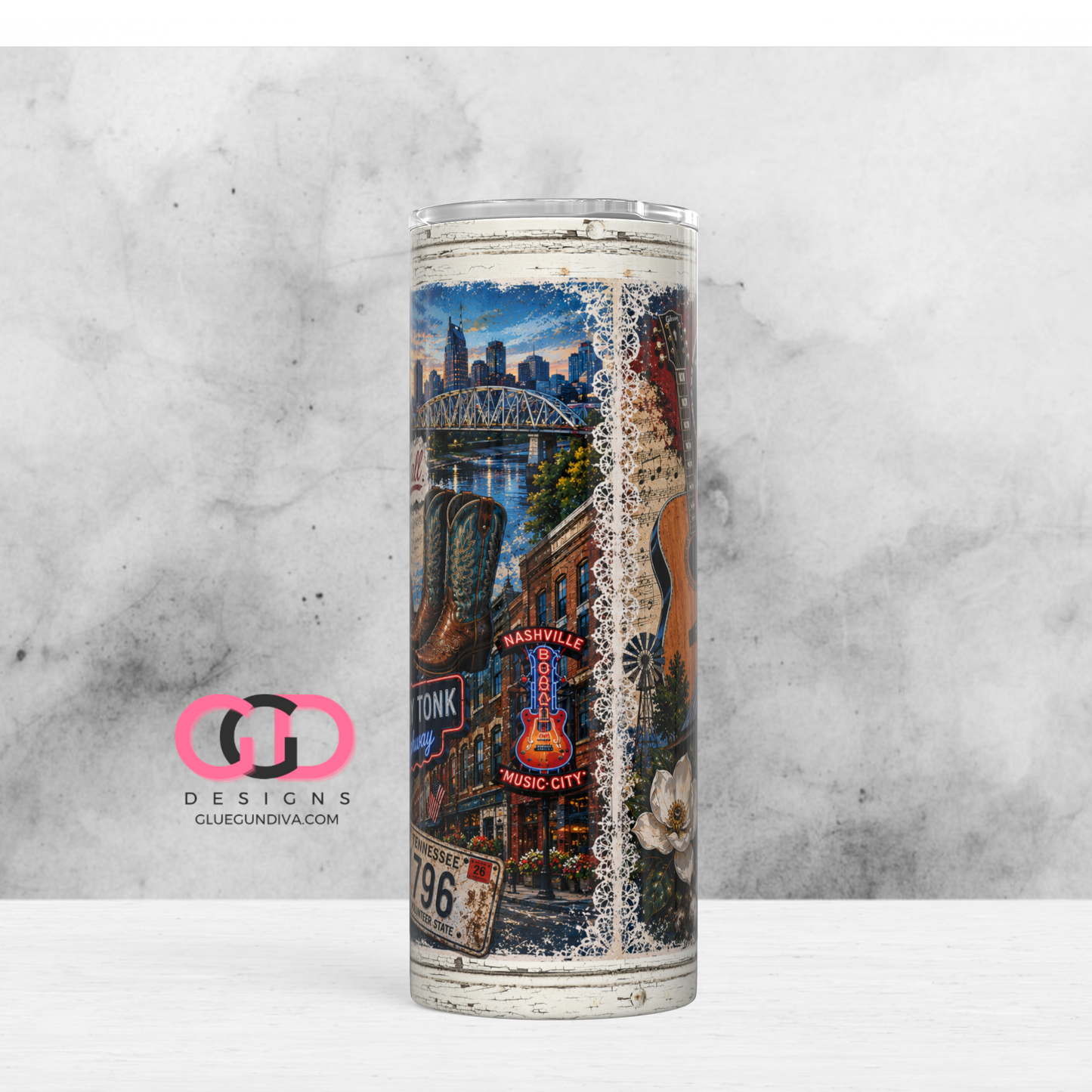 Vintage Tennessee Collage -   Digital tumbler wrap for 20 oz skinny straight tumbler