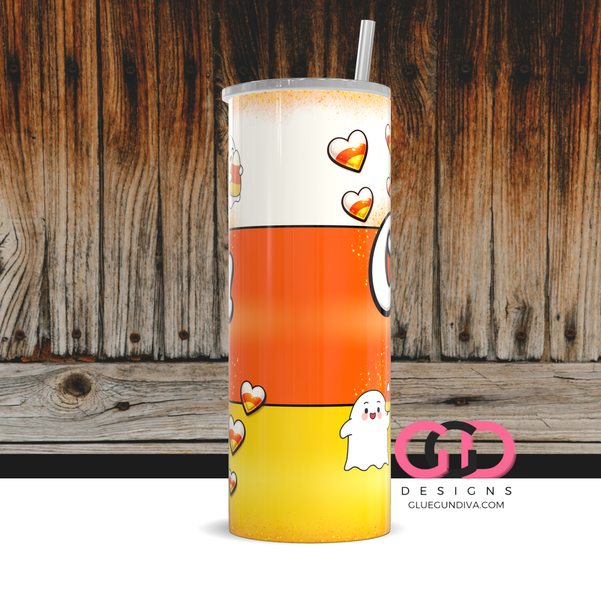 Candy Corn Lover -  Digital tumbler wrap for 20 oz skinny straight tumbler