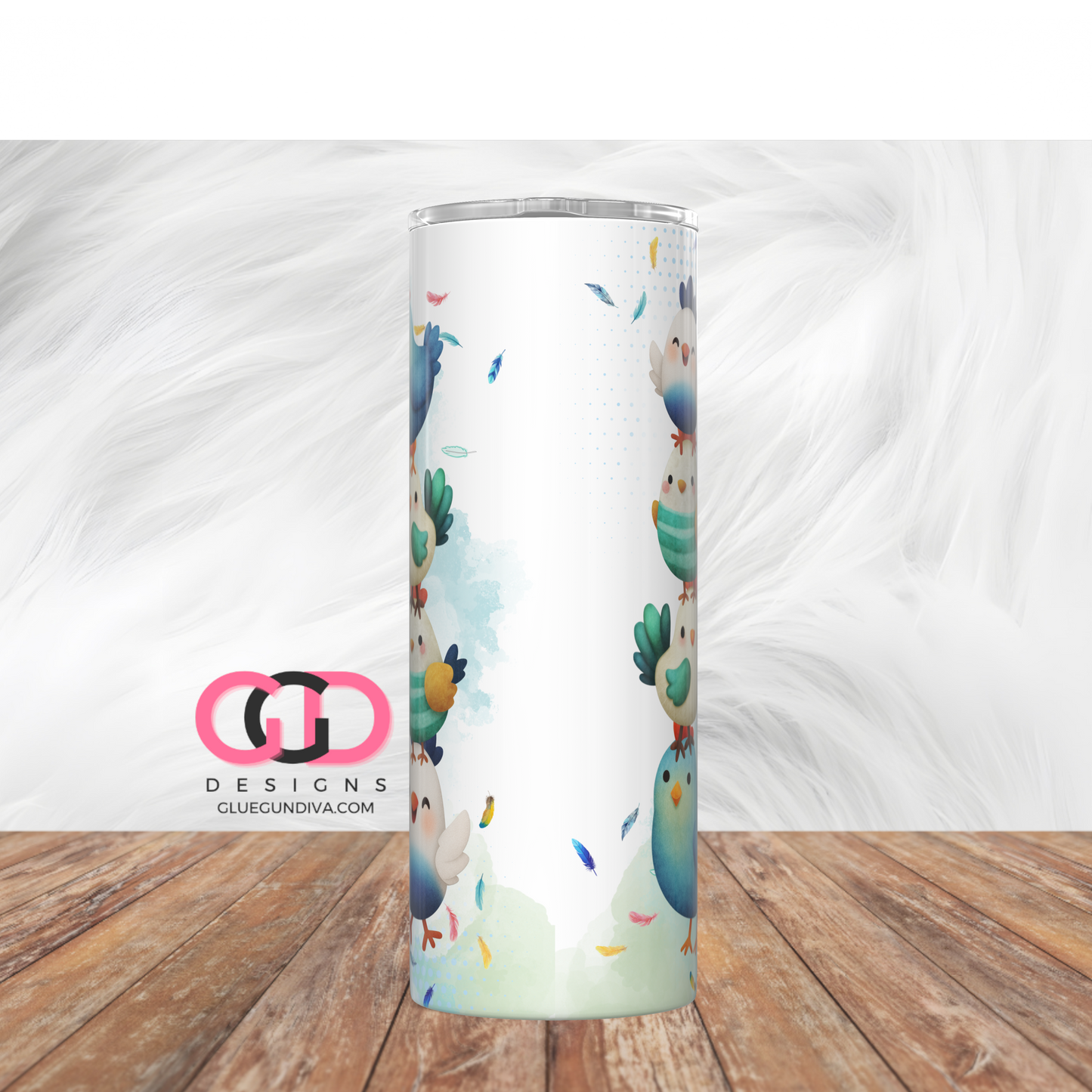Chicken Fun -   Digital tumbler wrap for 20 oz skinny straight tumbler