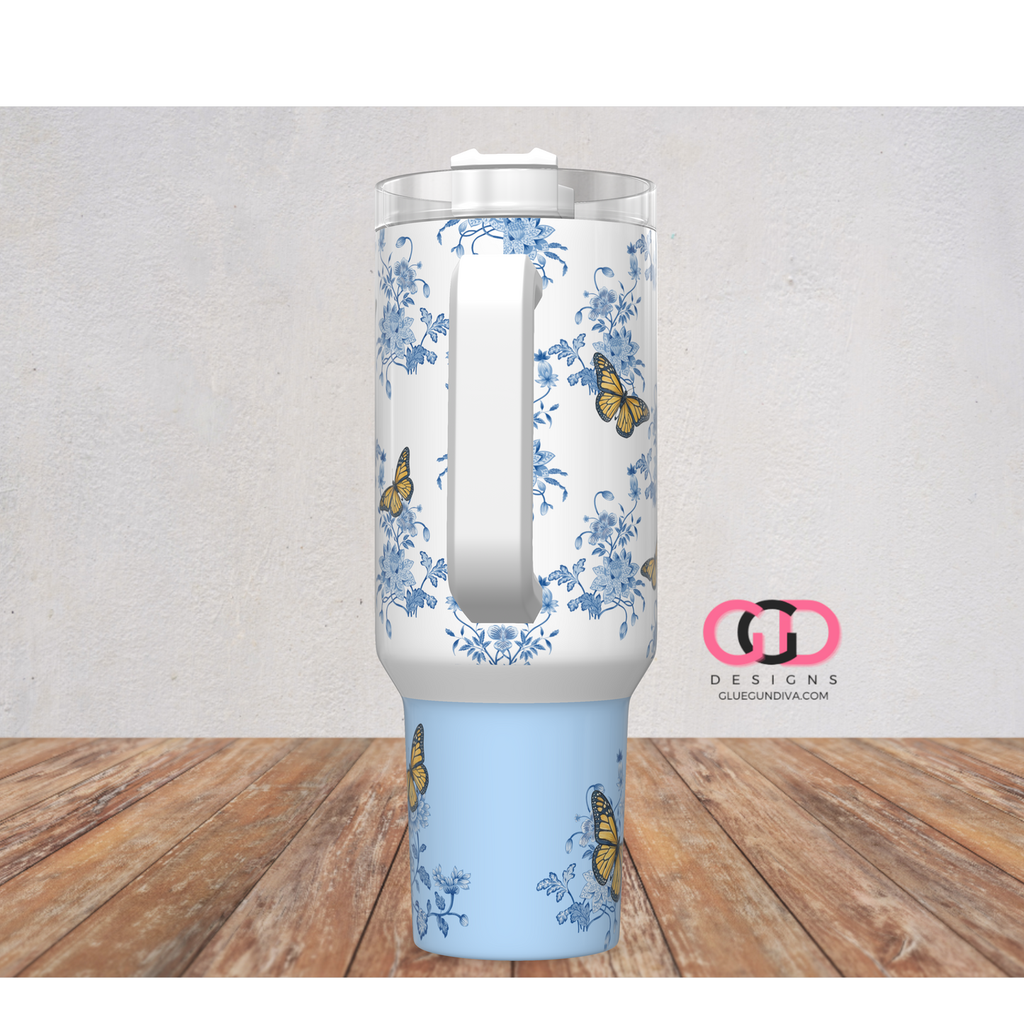 Birds Flowers Chinoiserie -   Digital tumbler wrap for 40 oz tumbler