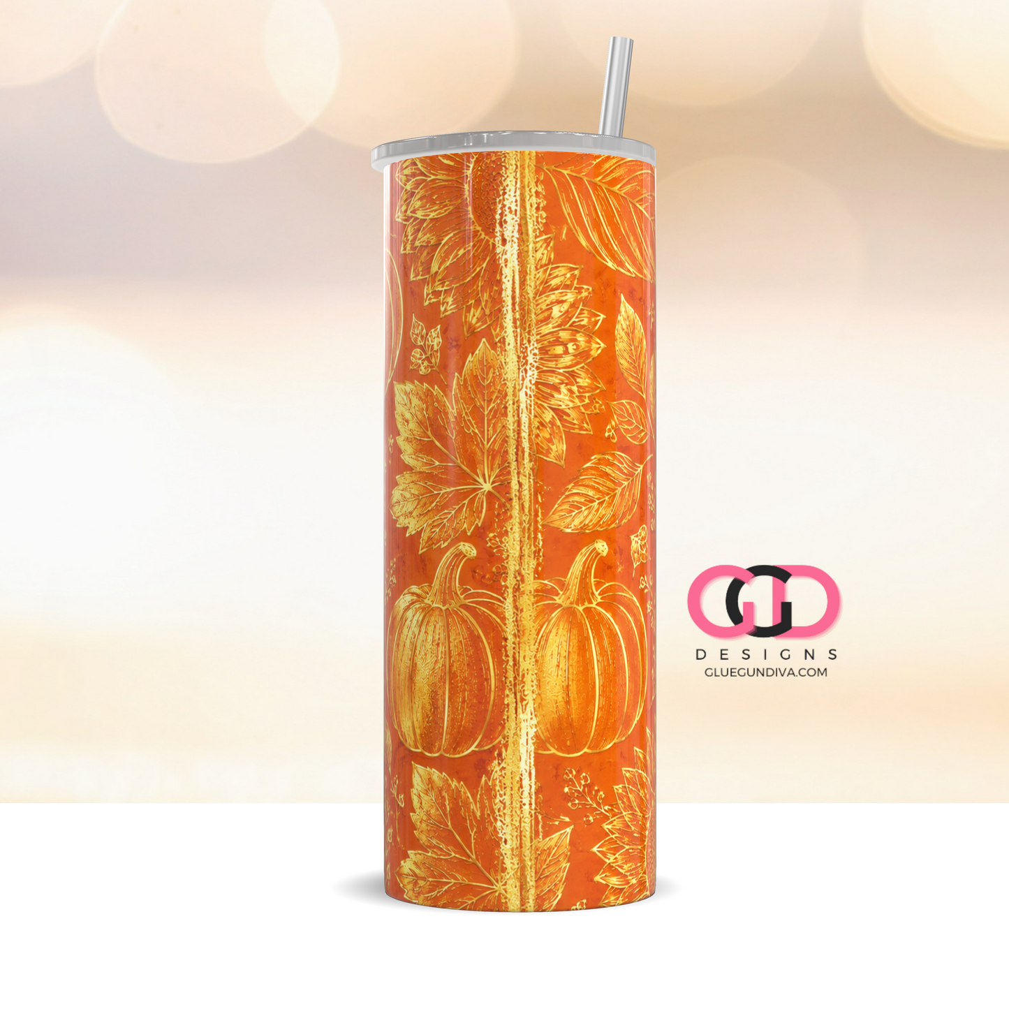 Foil Fall -   Digital tumbler wrap for 20 oz skinny straight tumbler