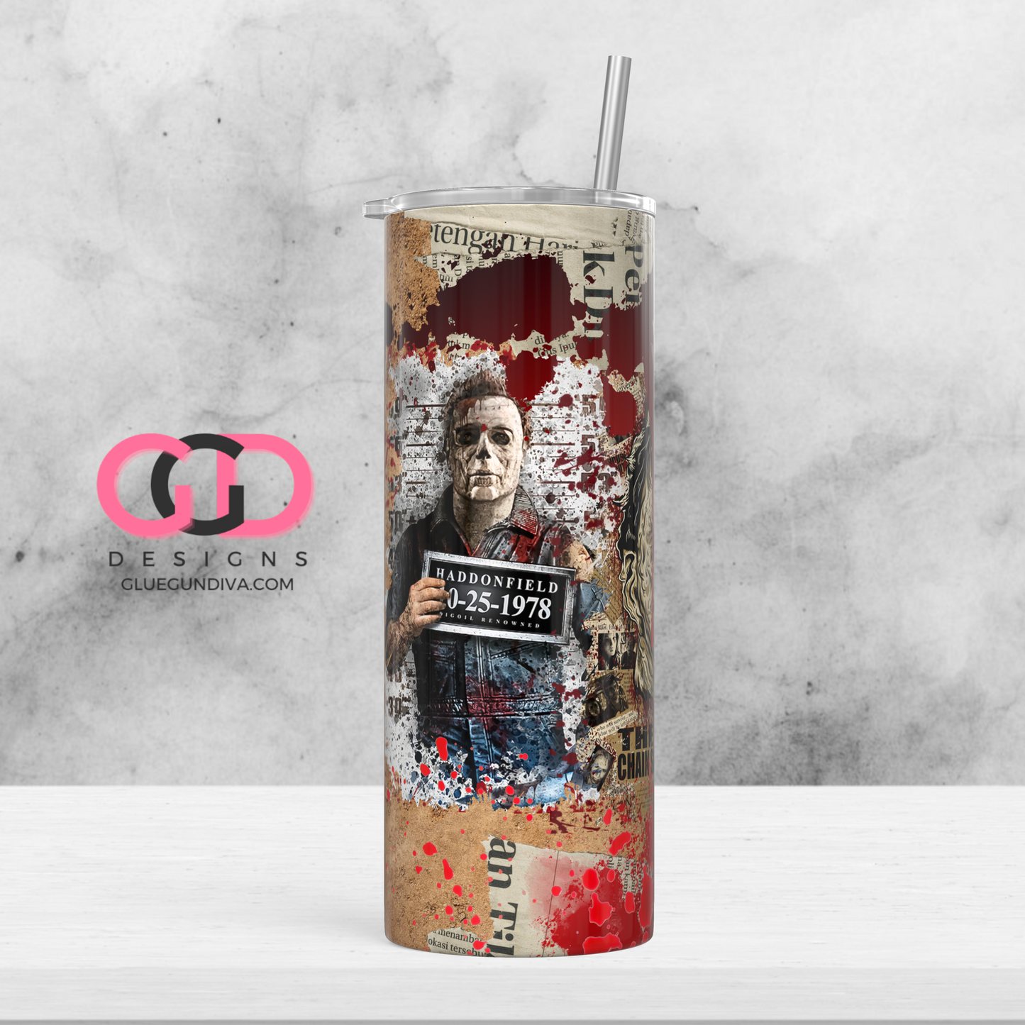 Bloody Halloween News -  Digital tumbler wrap for 20 oz skinny straight tumbler