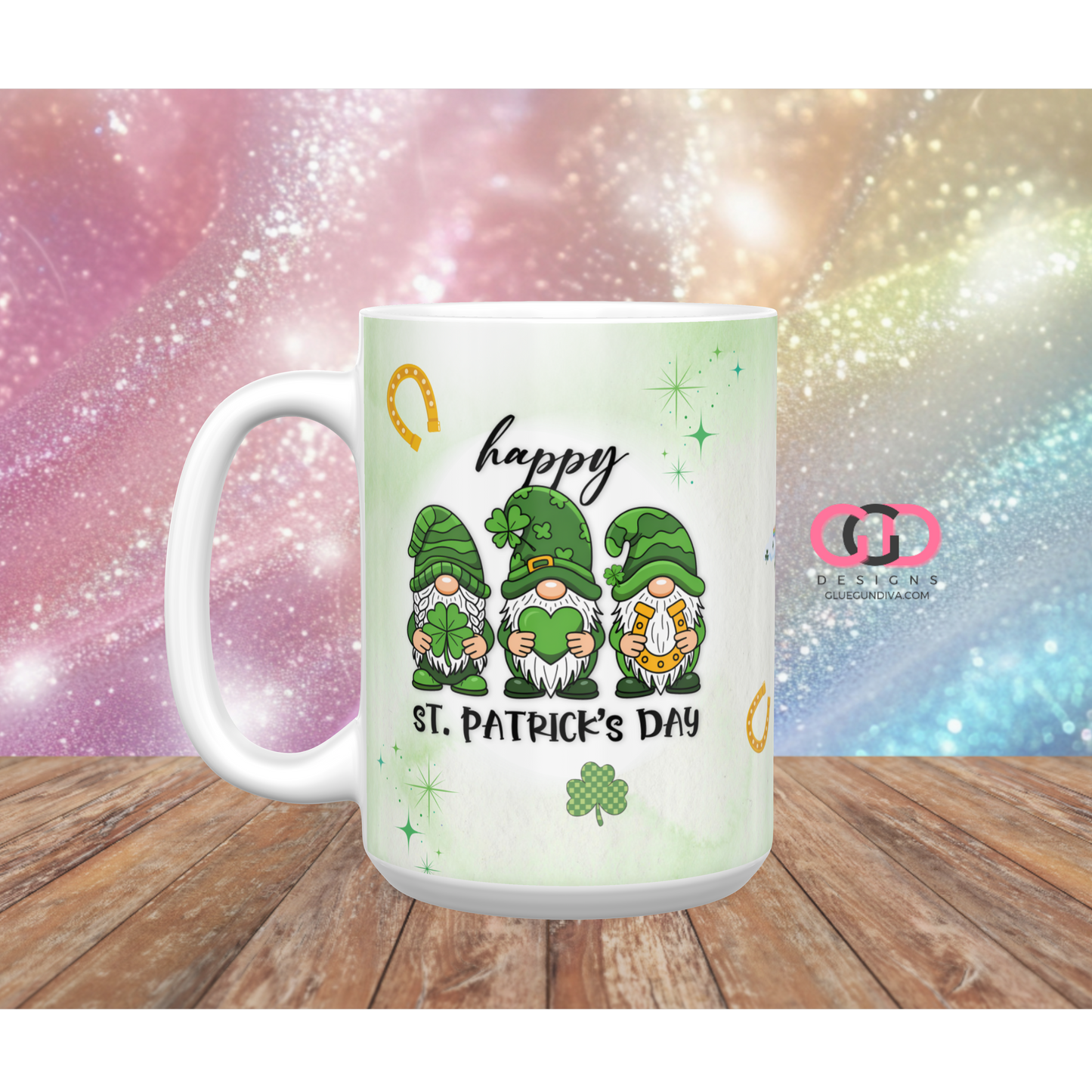 Happy St Patrick's Day Gnomes - Digital mug wrap for 11 and 15 oz