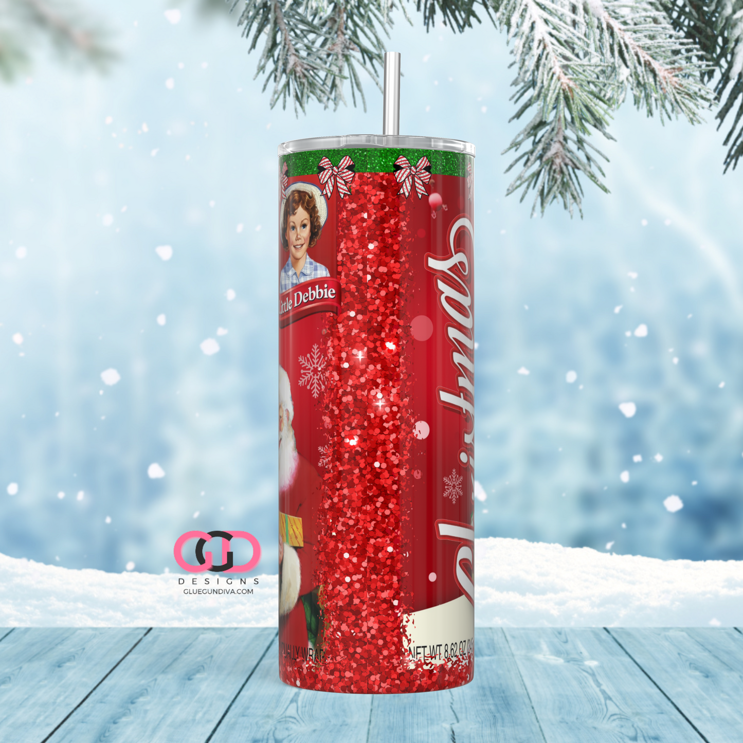 Santa Tree Cake -  Digital tumbler wrap for 20 oz skinny straight tumbler