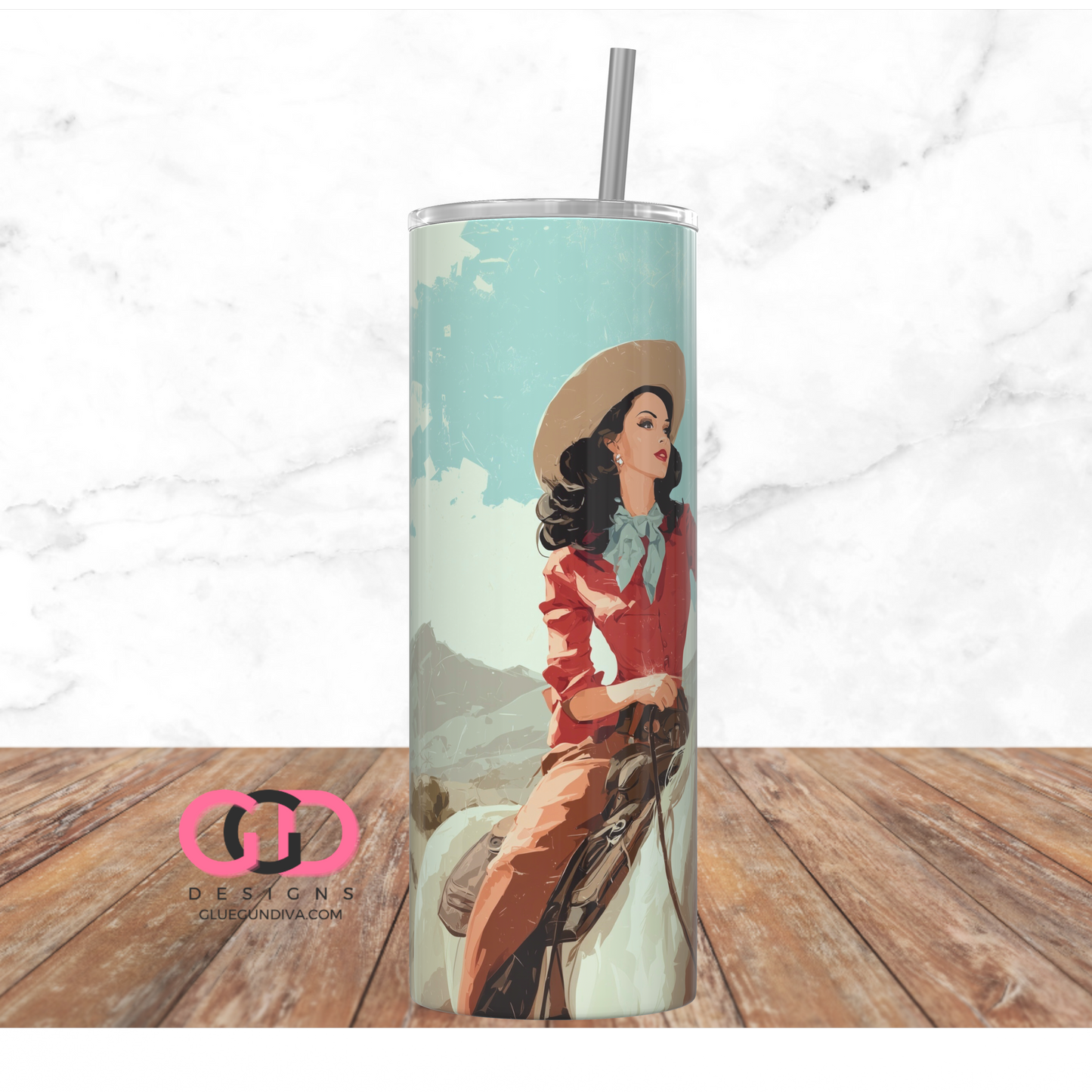 Cheers Cowgirls -  Digital tumbler wrap for 20 oz skinny straight tumbler