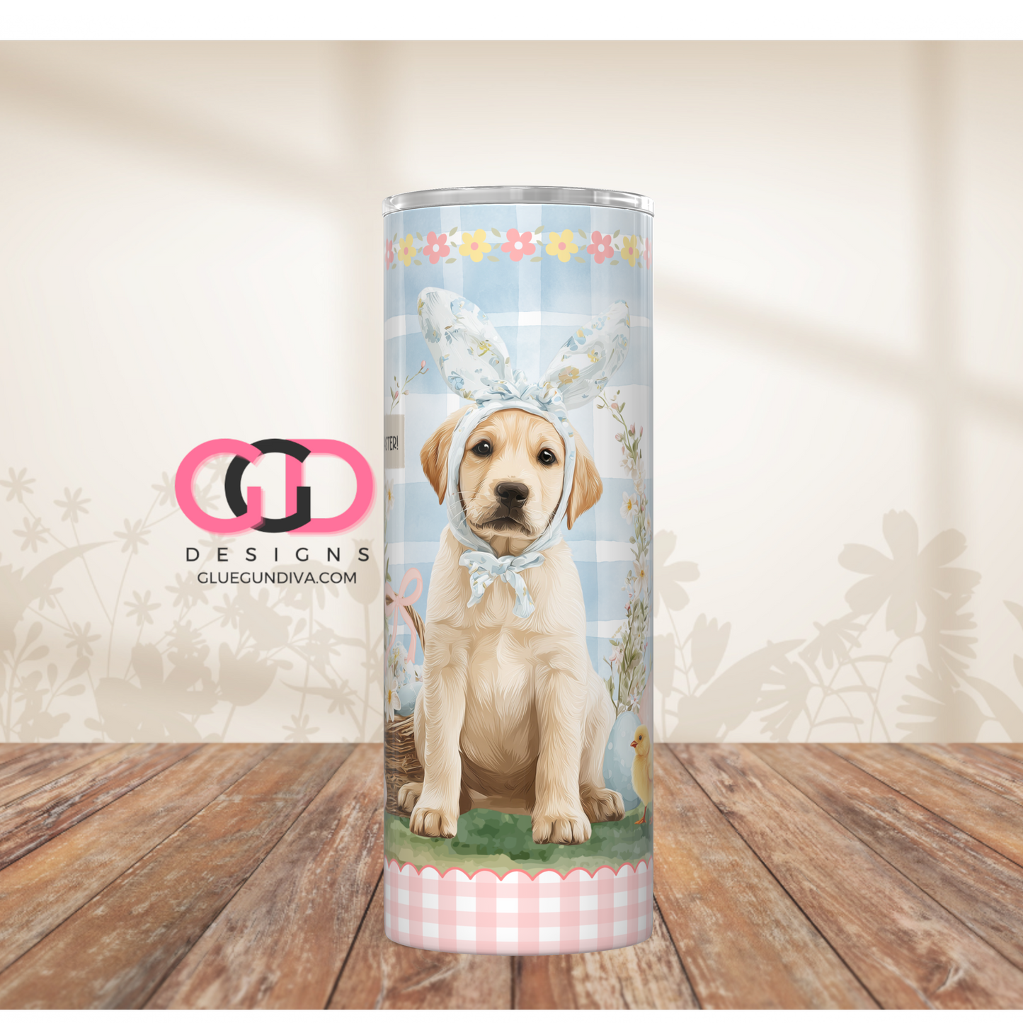 Lab Easter Puppy-  Digital tumbler wrap for 20 oz skinny straight tumbler