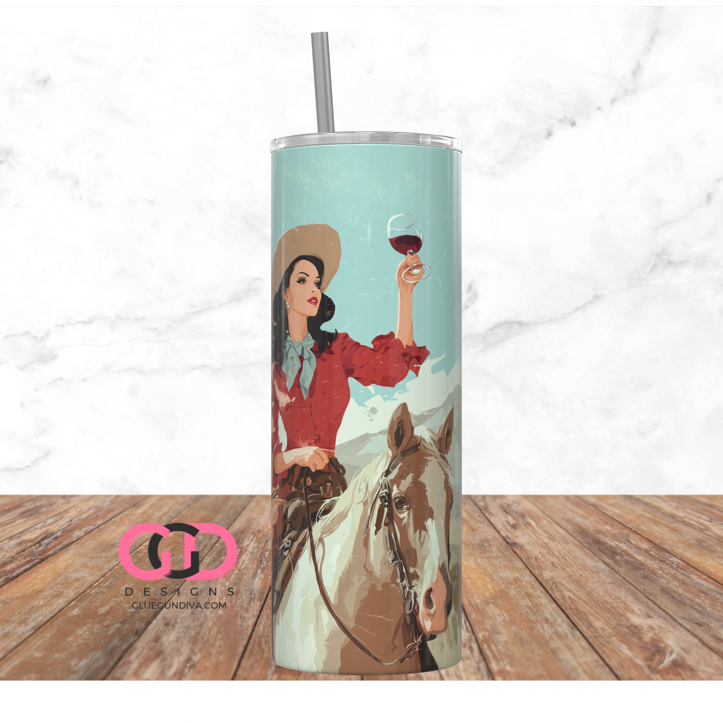 Cheers Cowgirls -  Digital tumbler wrap for 20 oz skinny straight tumbler