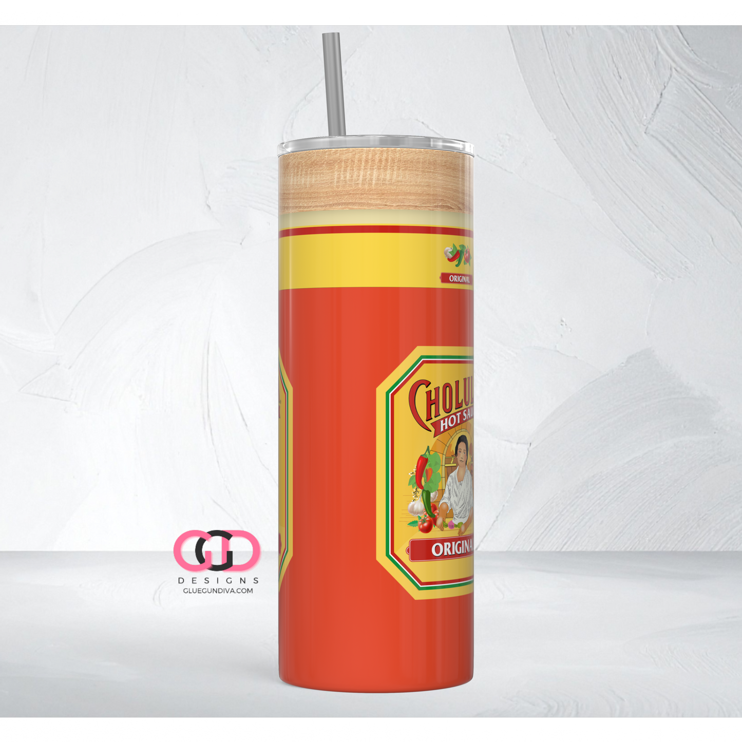 Hot Sauce Bottle - Digital tumbler wrap for 20 oz skinny straight tumbler