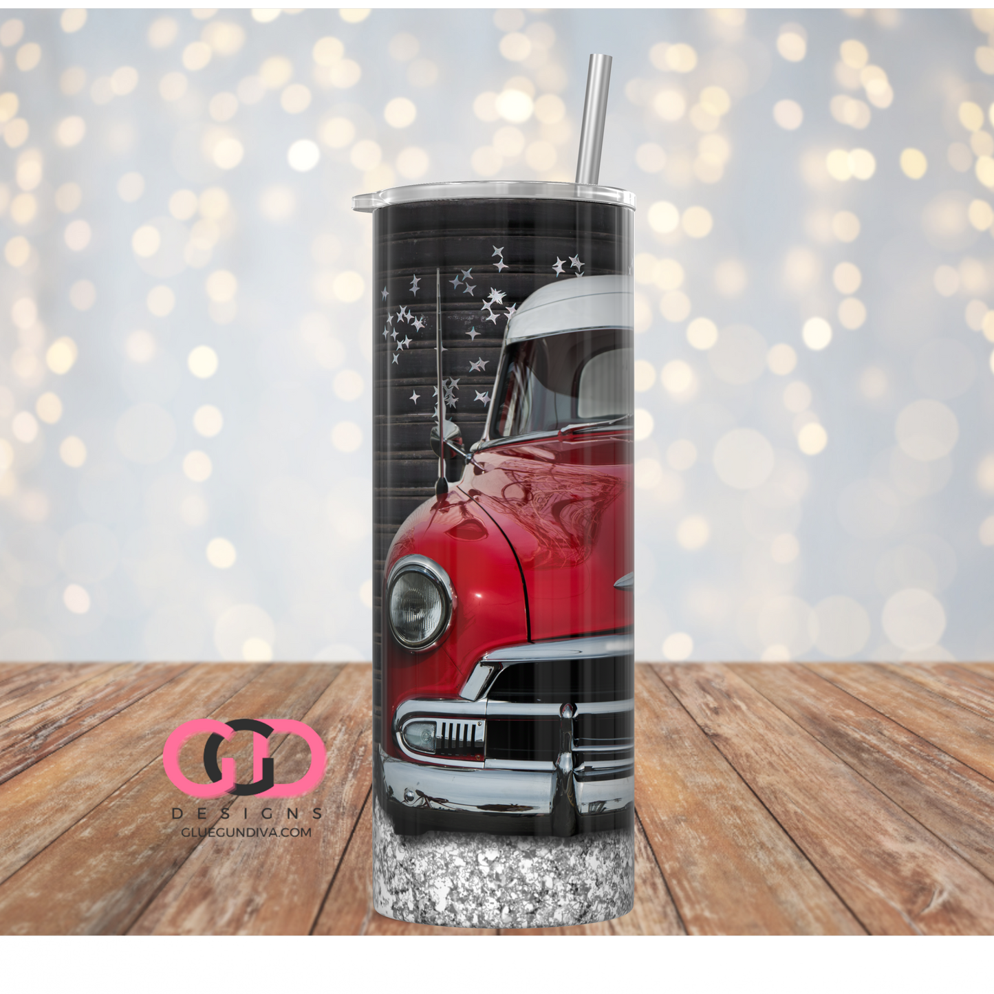 Red Chevy Deluxe-  Digital tumbler wrap for 20 oz skinny straight tumbler