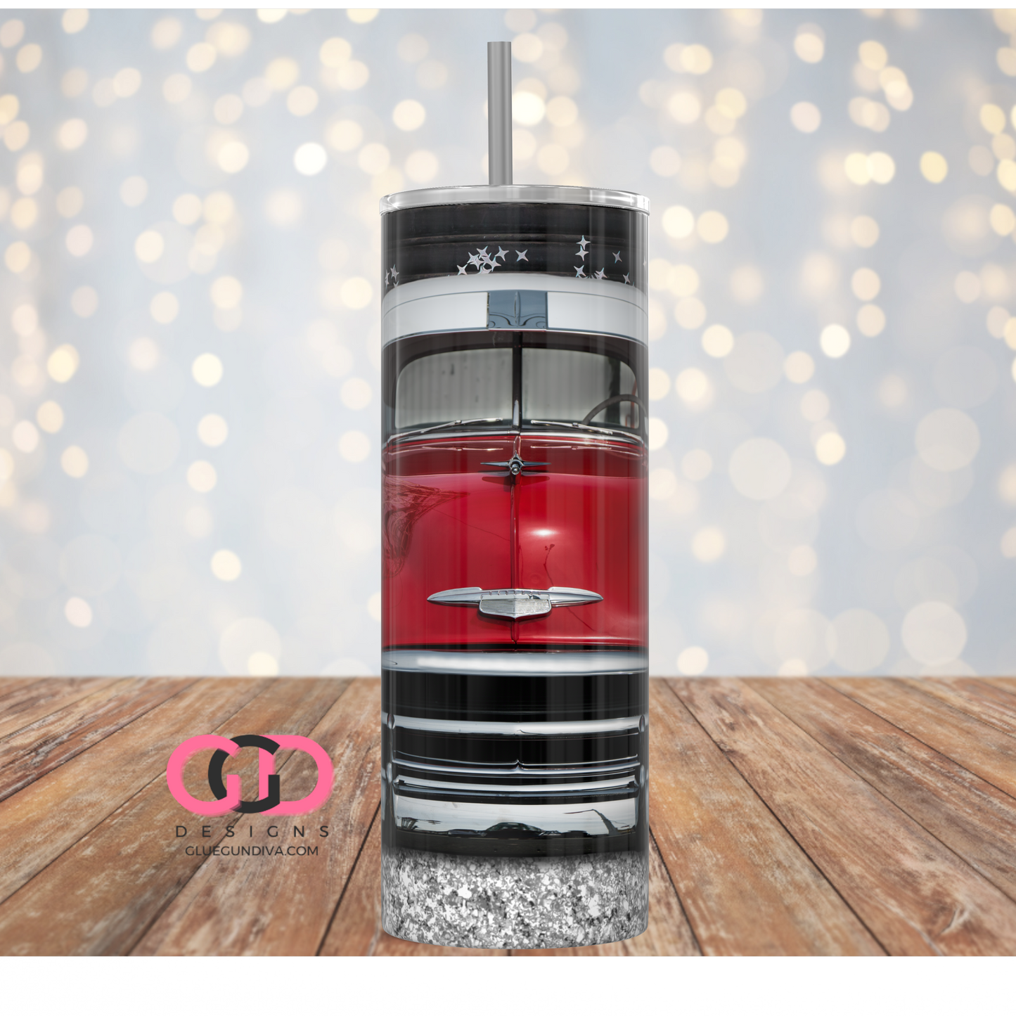 Red Chevy Deluxe-  Digital tumbler wrap for 20 oz skinny straight tumbler