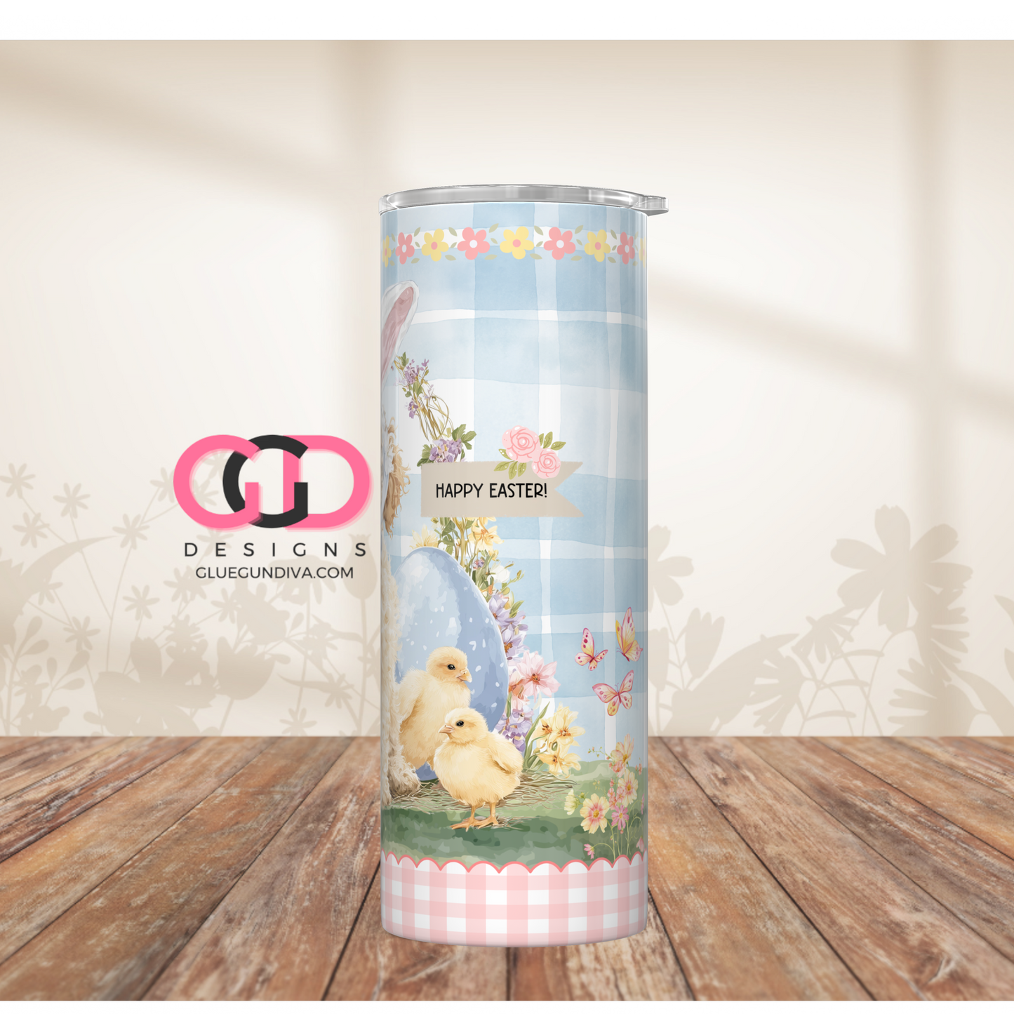 Poodle Easter Puppy White -  Digital tumbler wrap for 20 oz skinny straight tumbler