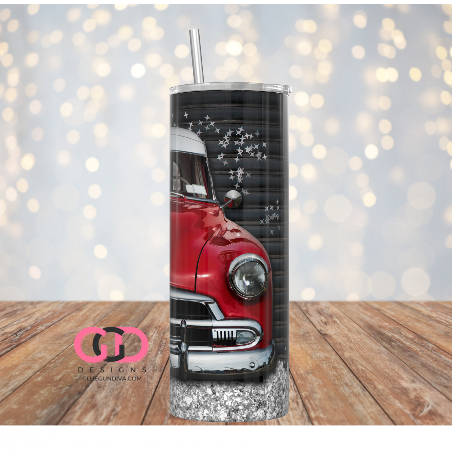 Red Chevy Deluxe-  Digital tumbler wrap for 20 oz skinny straight tumbler