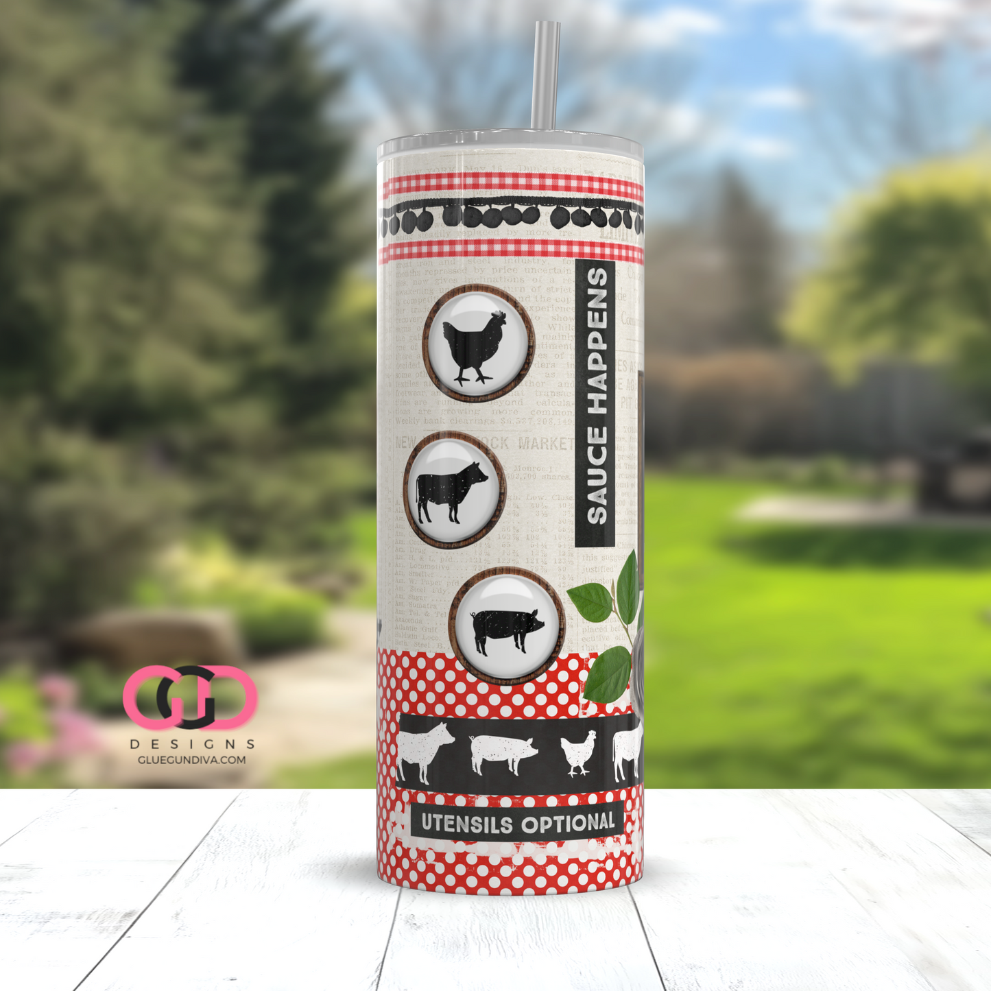 Smokin Hot BBQ -  Digital tumbler wrap for 20 oz skinny straight tumbler