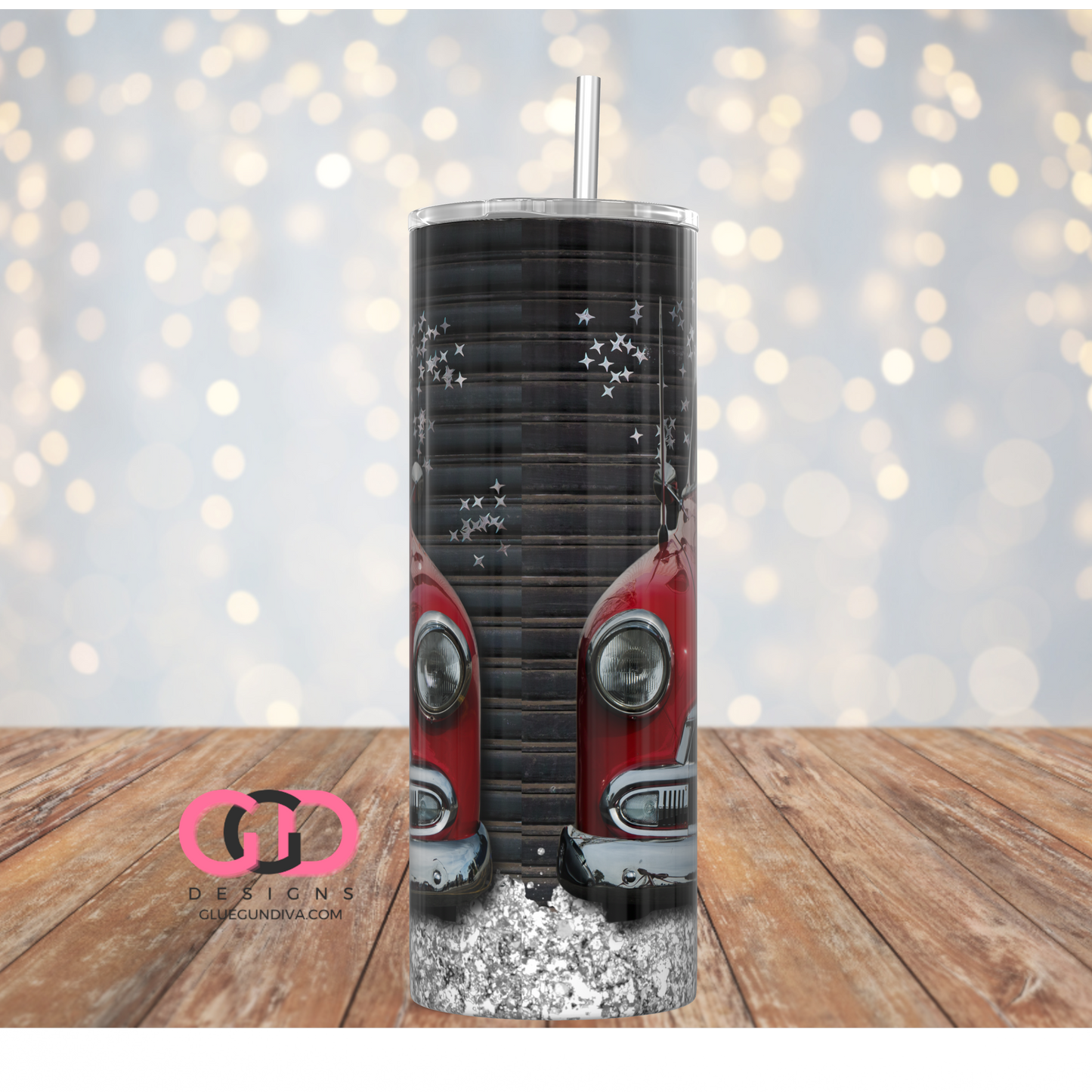 Red Chevy Deluxe-  Digital tumbler wrap for 20 oz skinny straight tumbler