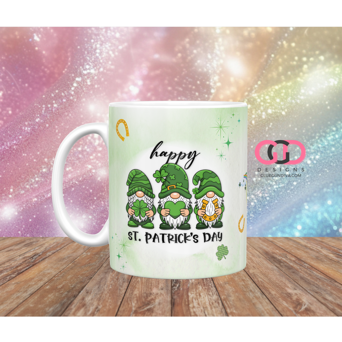 Happy St Patrick's Day Gnomes - Digital mug wrap for 11 and 15 oz