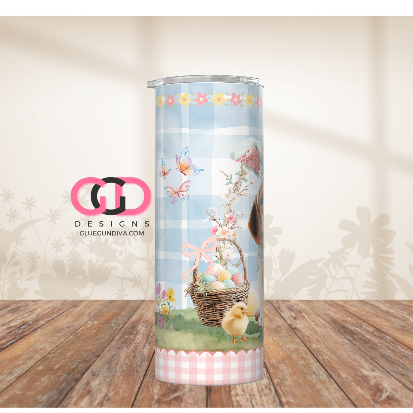 Beagle Easter Puppy -  Digital tumbler wrap for 20 oz skinny straight tumbler
