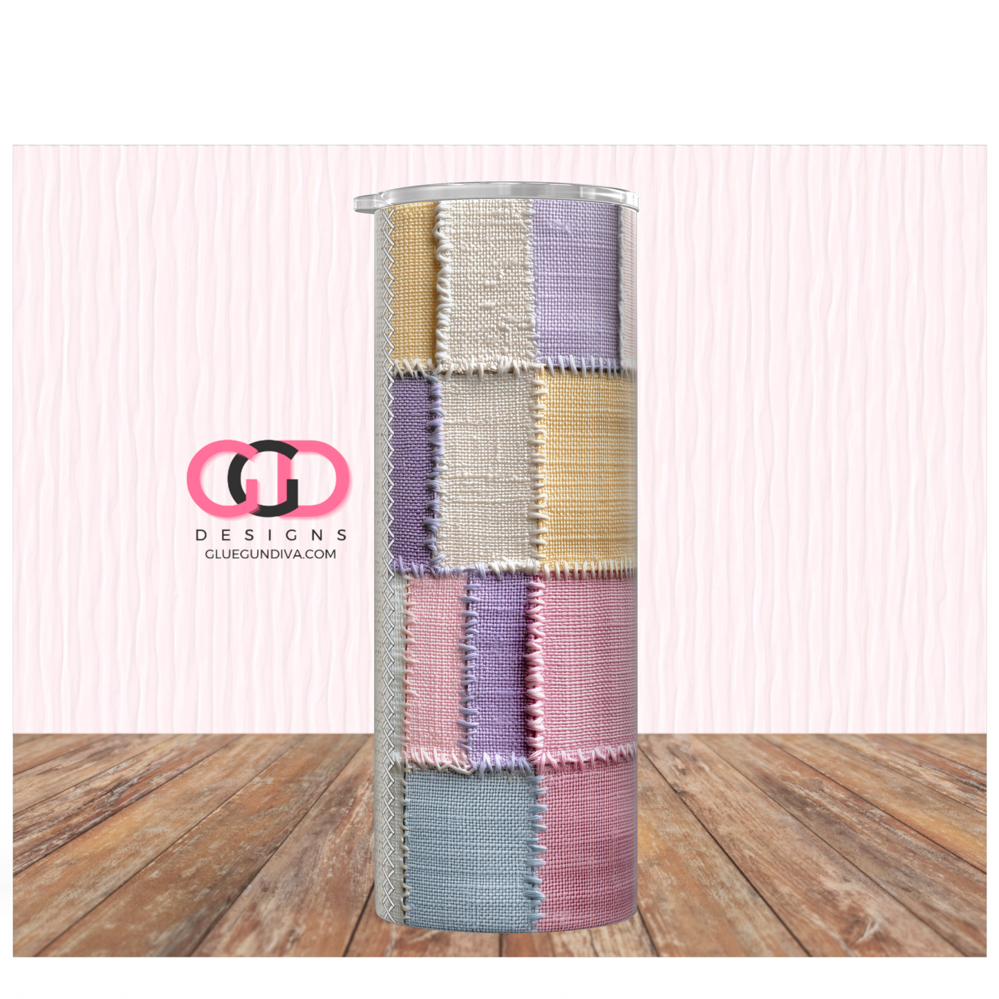 Pastel Patches-   Digital tumbler wrap for 20 oz skinny straight tumbler