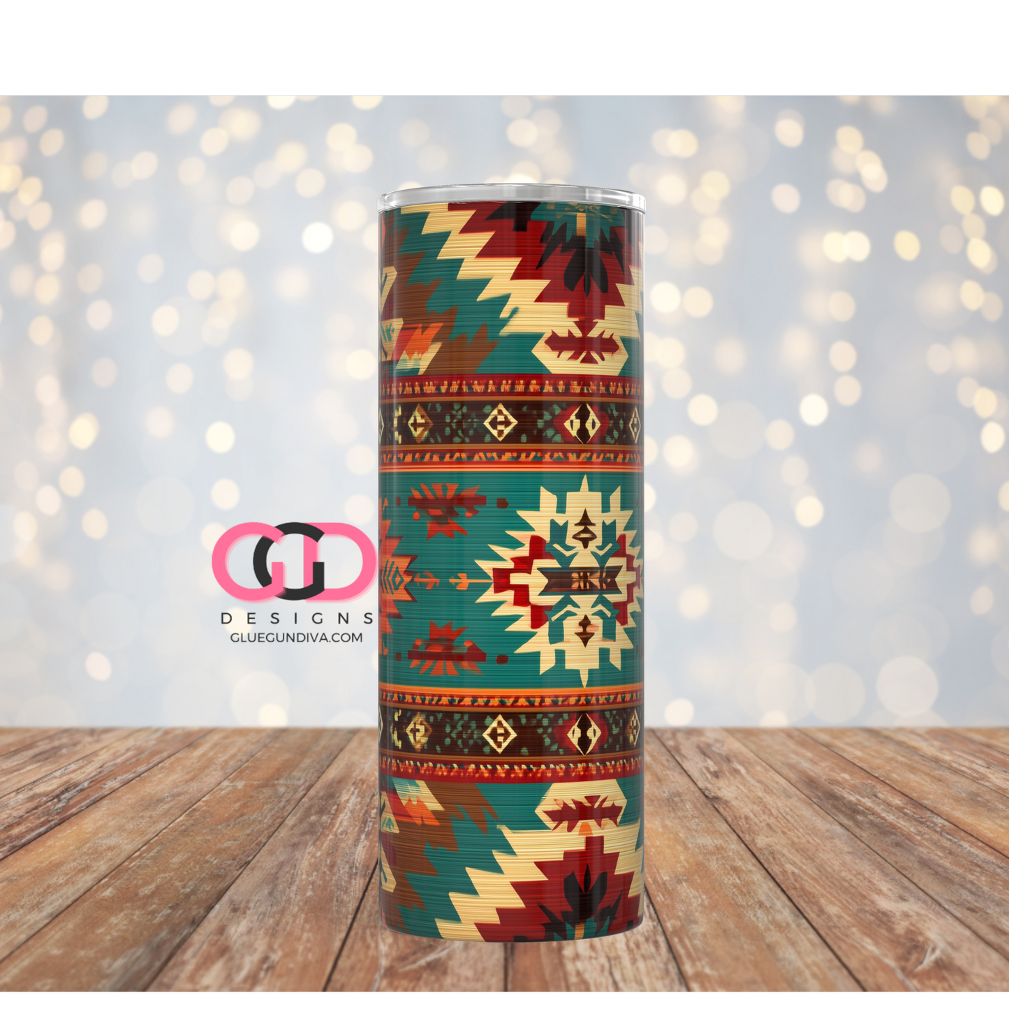 Native American Pattern -  Digital tumbler wrap for 20 oz skinny straight tumbler