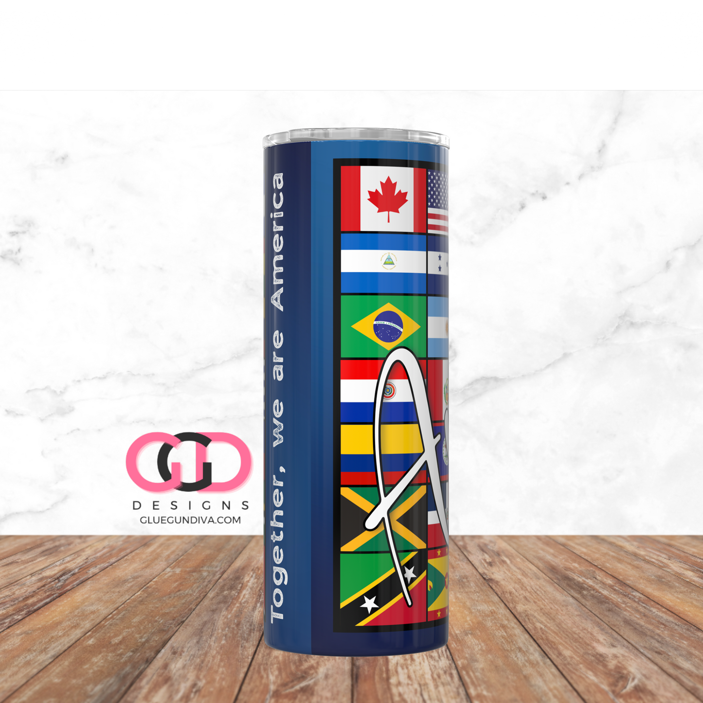 Together we are America -   Digital tumbler wrap for 20 oz skinny straight tumbler