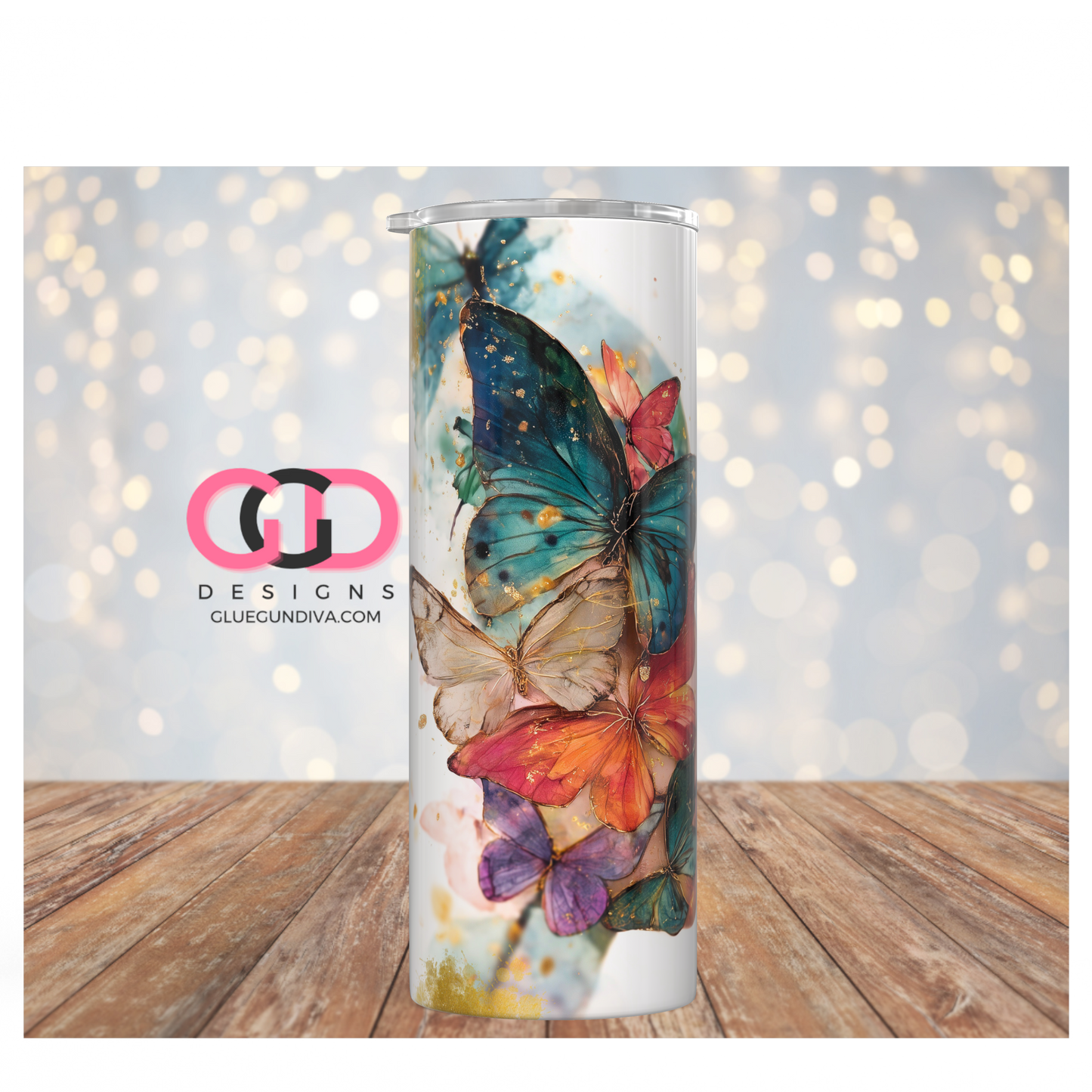 Butterflies Female Profiles -   Digital tumbler wrap for 20 oz skinny straight tumbler