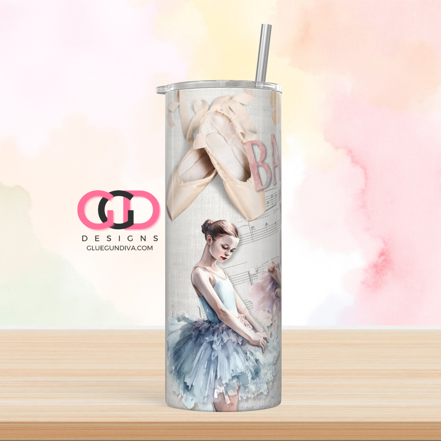 Ballet -  Digital tumbler wrap for 20 oz skinny straight tumbler