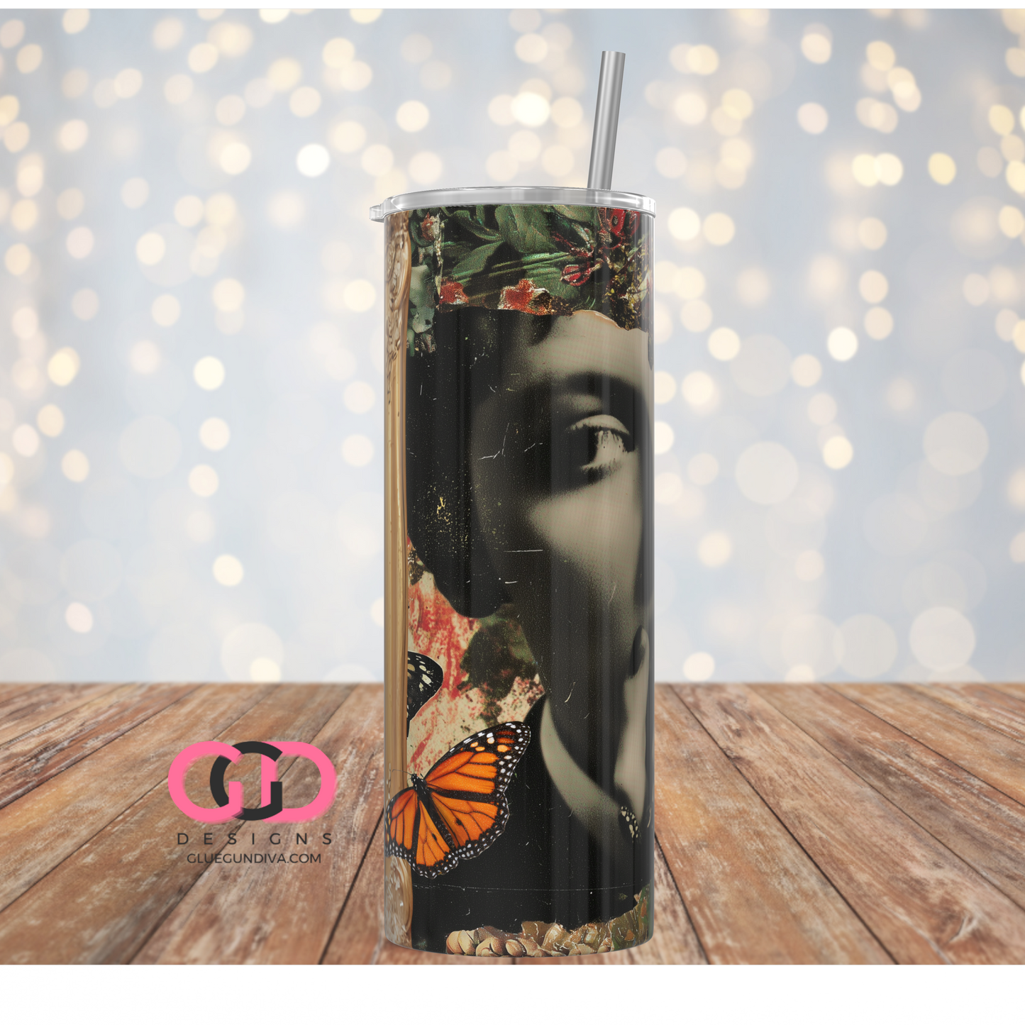Glam Collage -   Digital tumbler wrap for 20 oz skinny straight tumbler