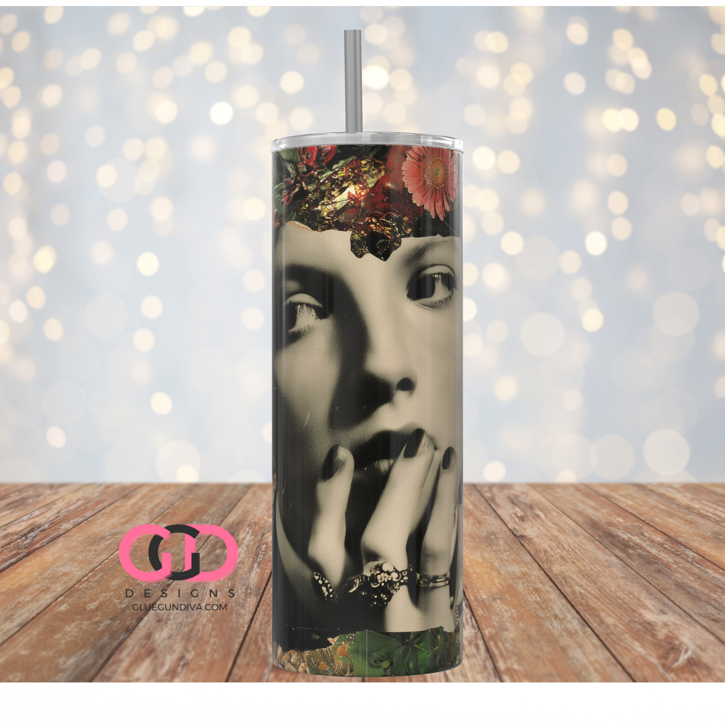 Glam Collage -   Digital tumbler wrap for 20 oz skinny straight tumbler