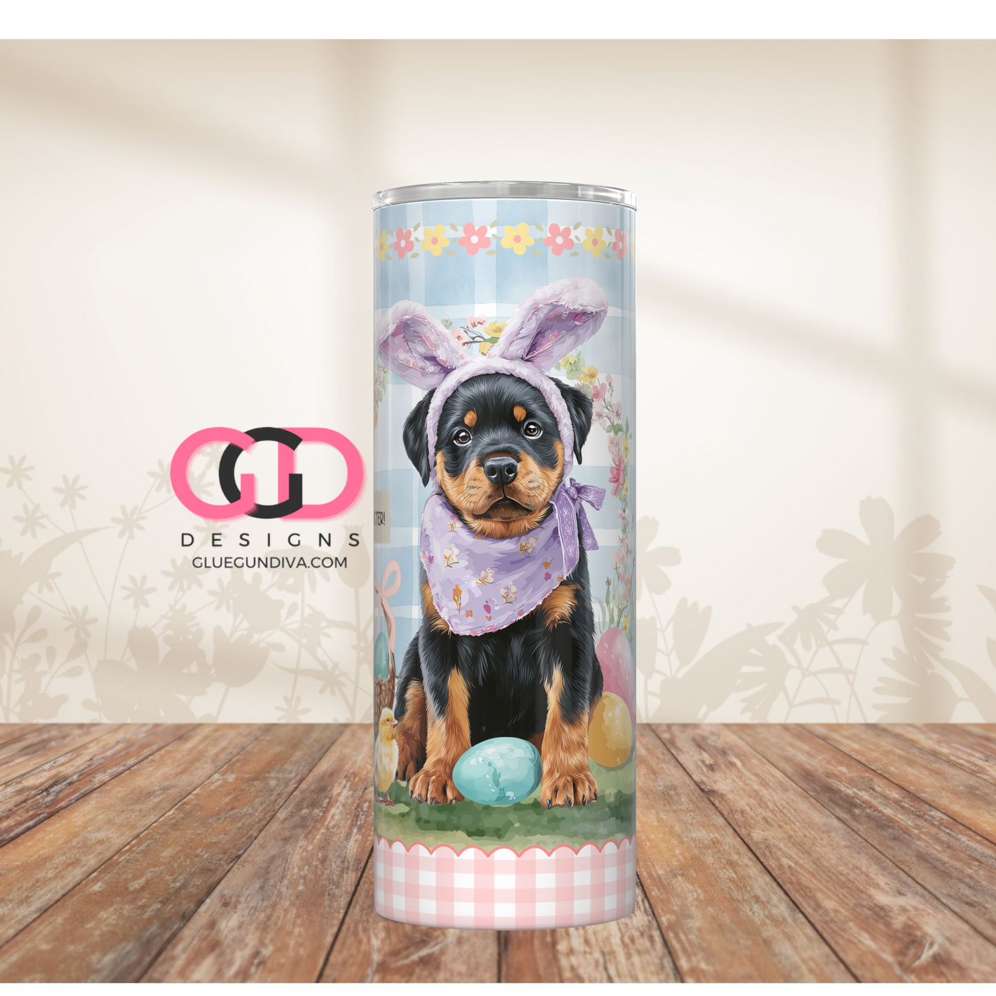 Rottweiler Easter Puppy   -  Digital tumbler wrap for 20 oz skinny straight tumbler