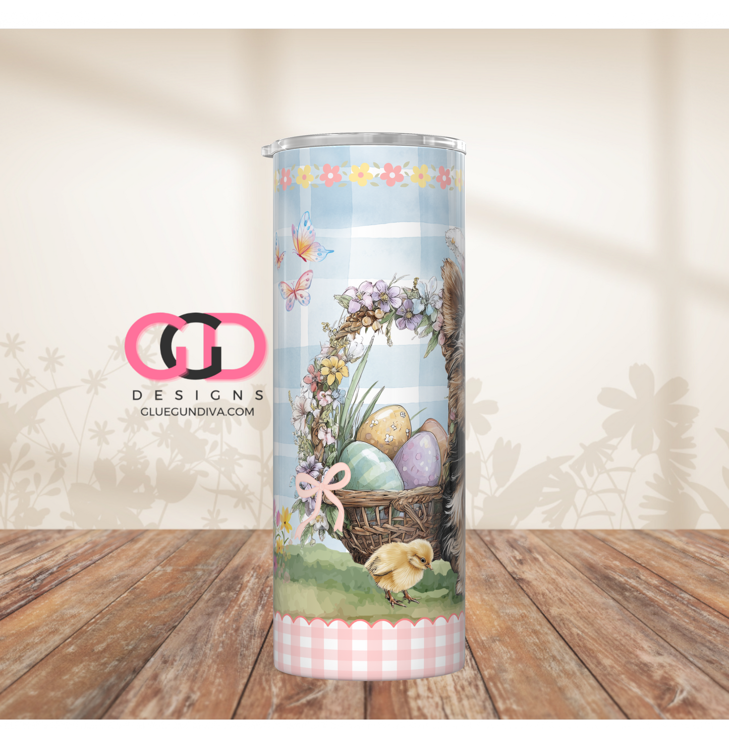 Yorkie Easter Puppy 1  -  Digital tumbler wrap for 20 oz skinny straight tumbler
