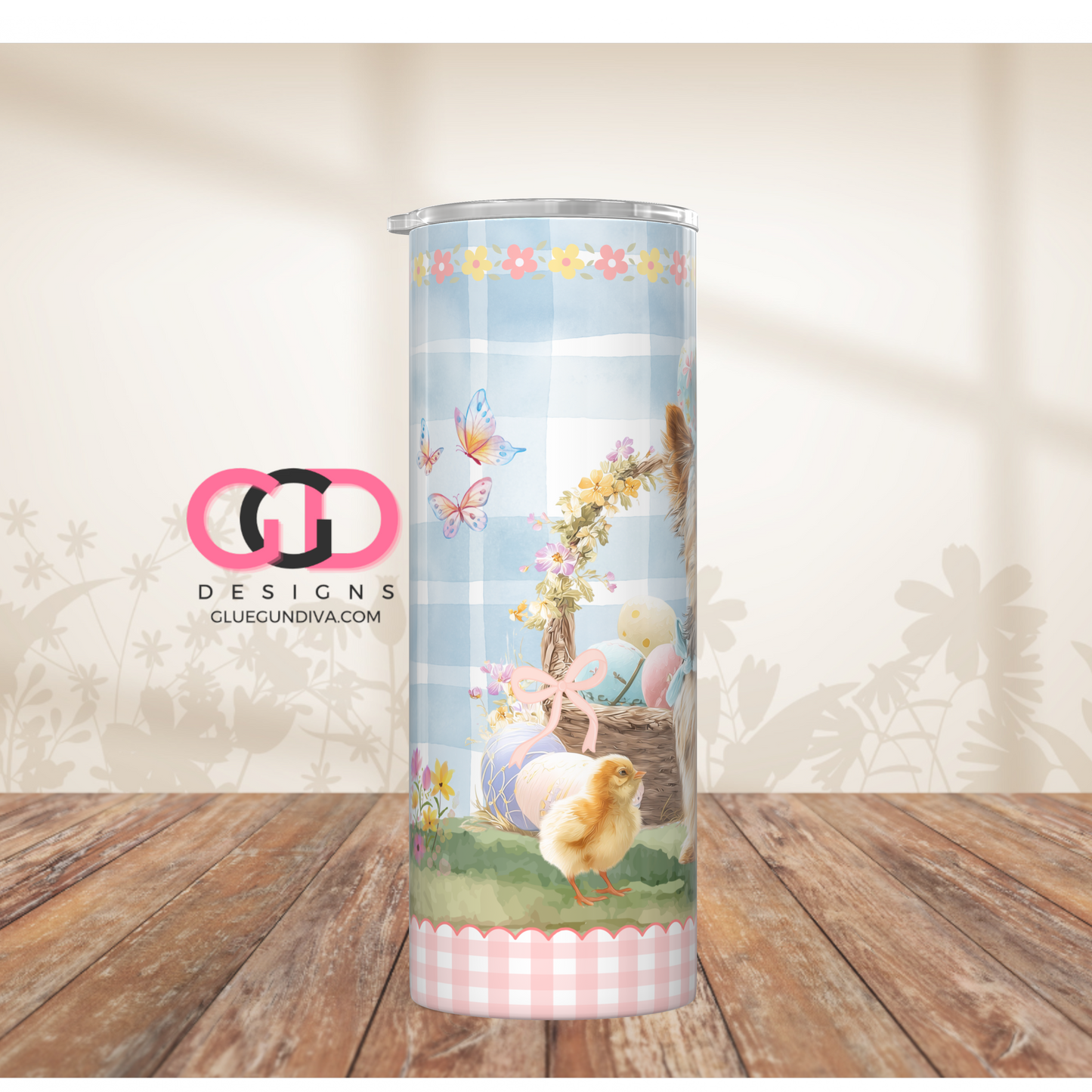 Yorkie Easter Puppy 2  -  Digital tumbler wrap for 20 oz skinny straight tumbler