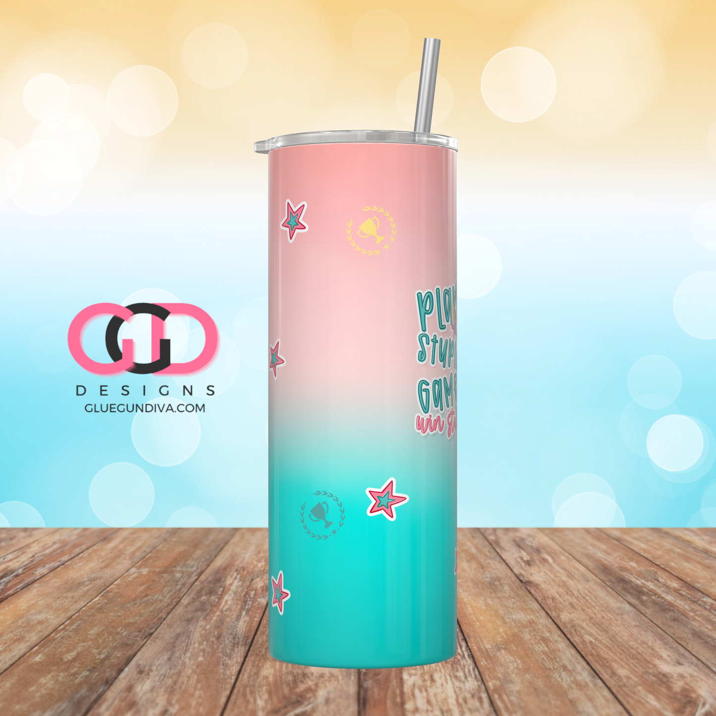 Win stupid Prizes -Digital tumbler wrap for 20 oz skinny straight tumbler