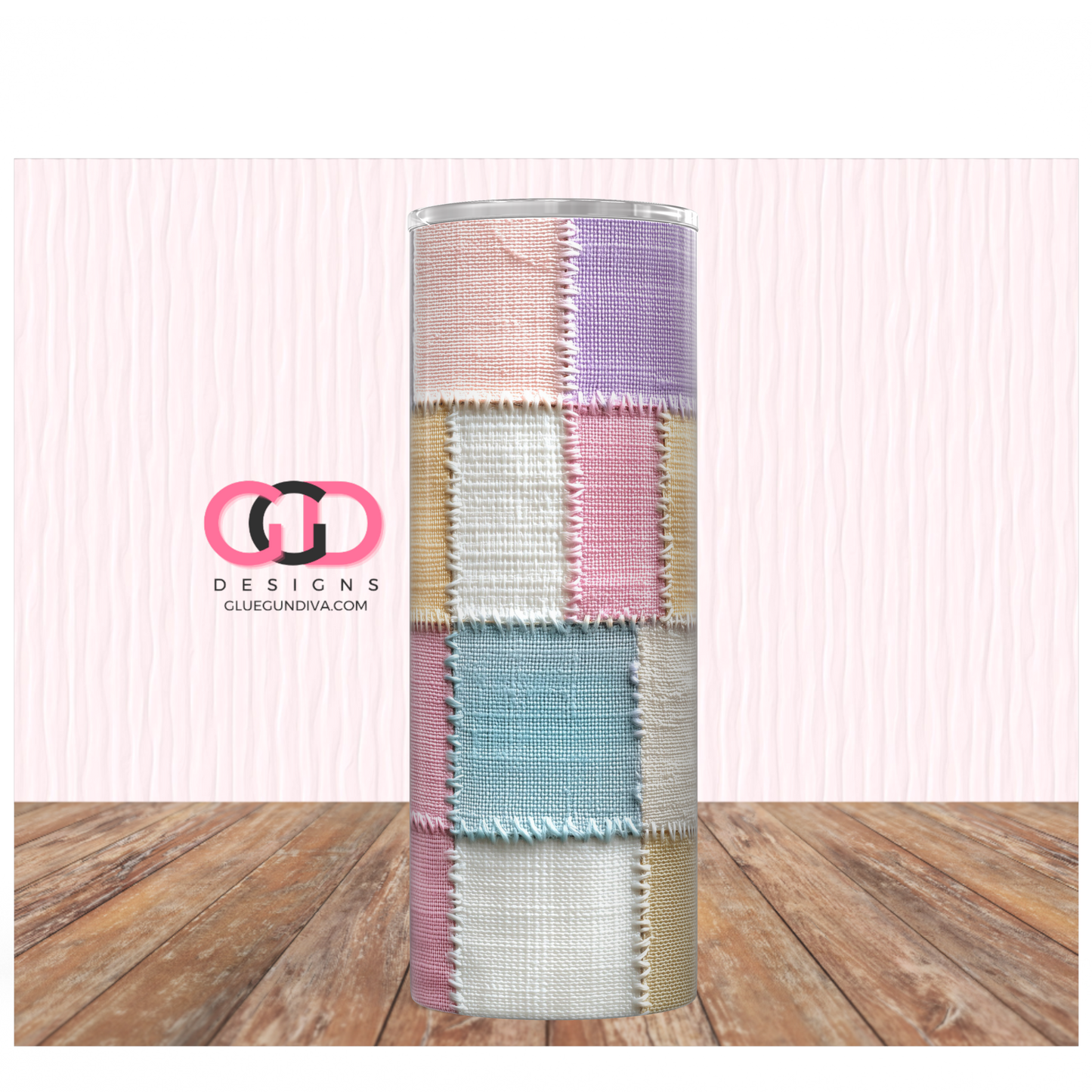 Pastel Patches-   Digital tumbler wrap for 20 oz skinny straight tumbler