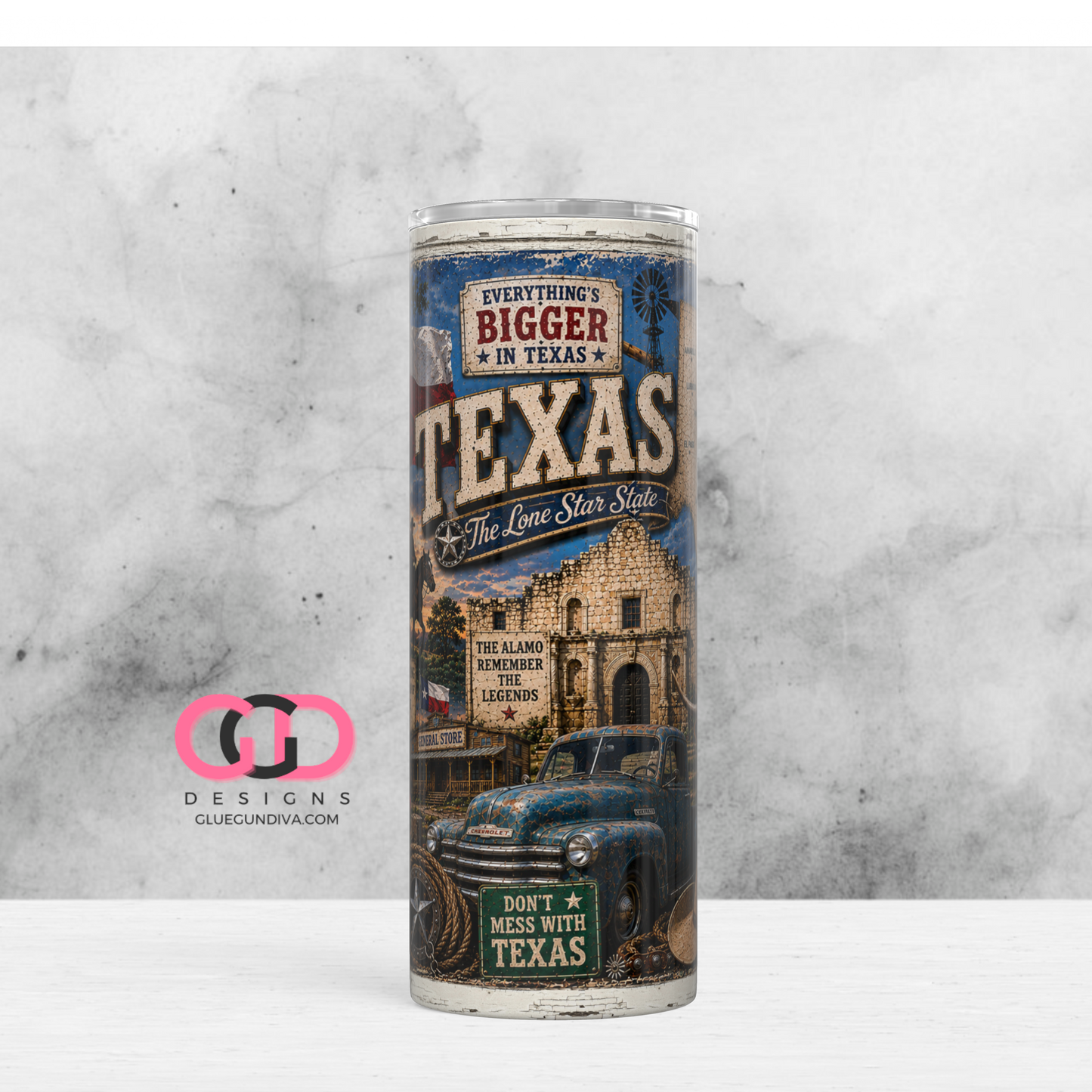 Vintage Texas Collage -   Digital tumbler wrap for 20 oz skinny straight tumbler