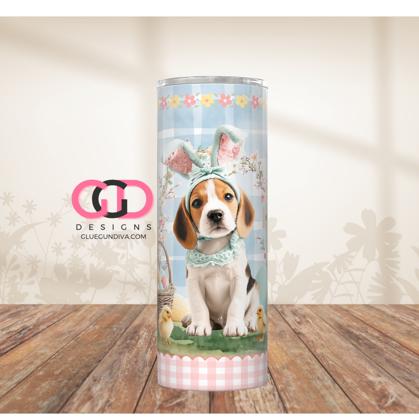 Beagle Easter Puppy -  Digital tumbler wrap for 20 oz skinny straight tumbler