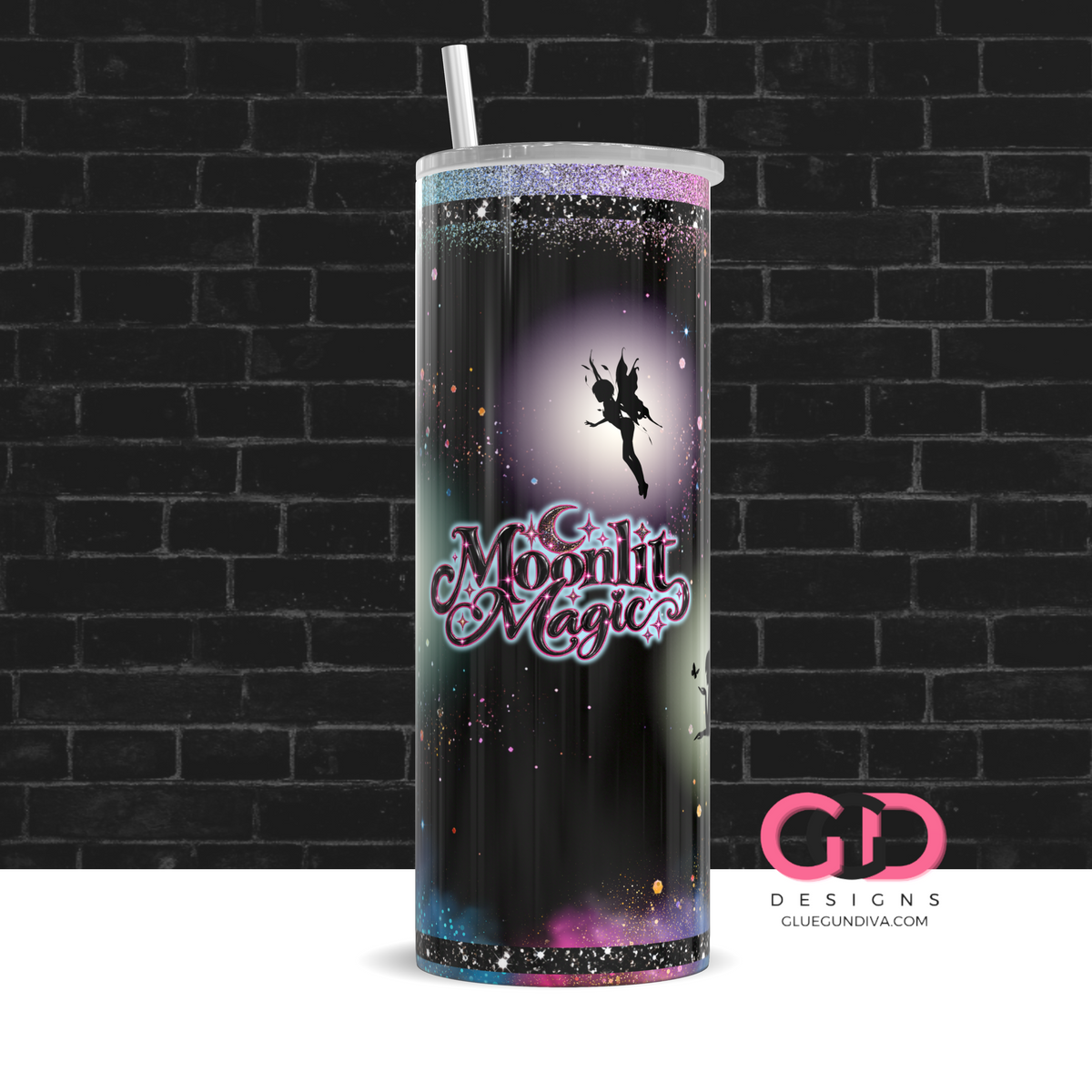 Moonlit Magic -  Digital tumbler wrap for 20 oz skinny straight tumbler