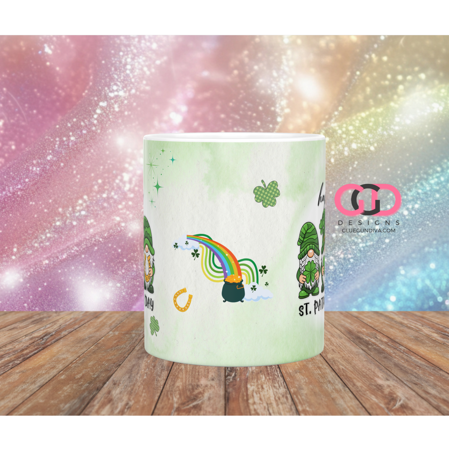 Happy St Patrick's Day Gnomes - Digital mug wrap for 11 and 15 oz